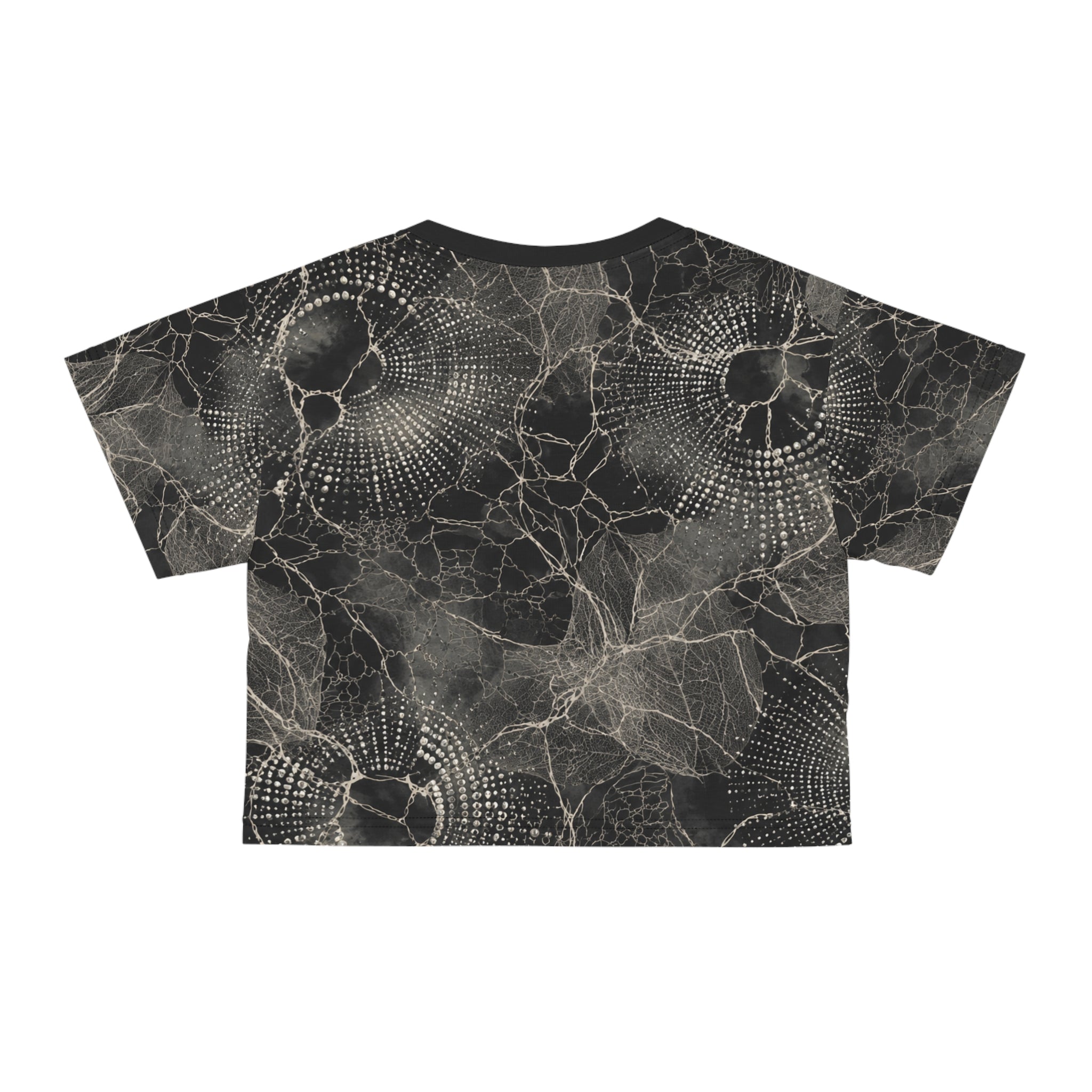 Dark Lace Floral Crop Tee — Vintage Spiderweb Pattern