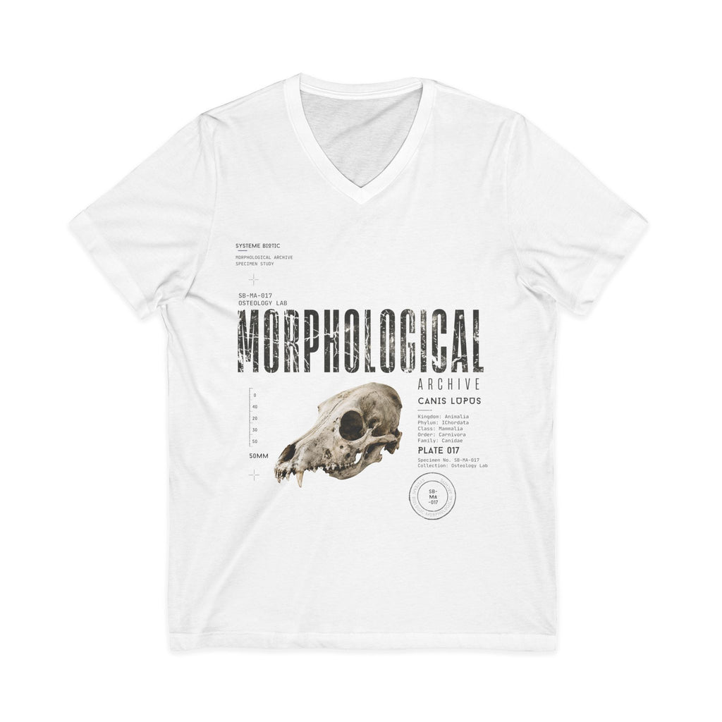 Morphological Skull Illustration Tee | Anatomical Graphic V-Neck Shirt