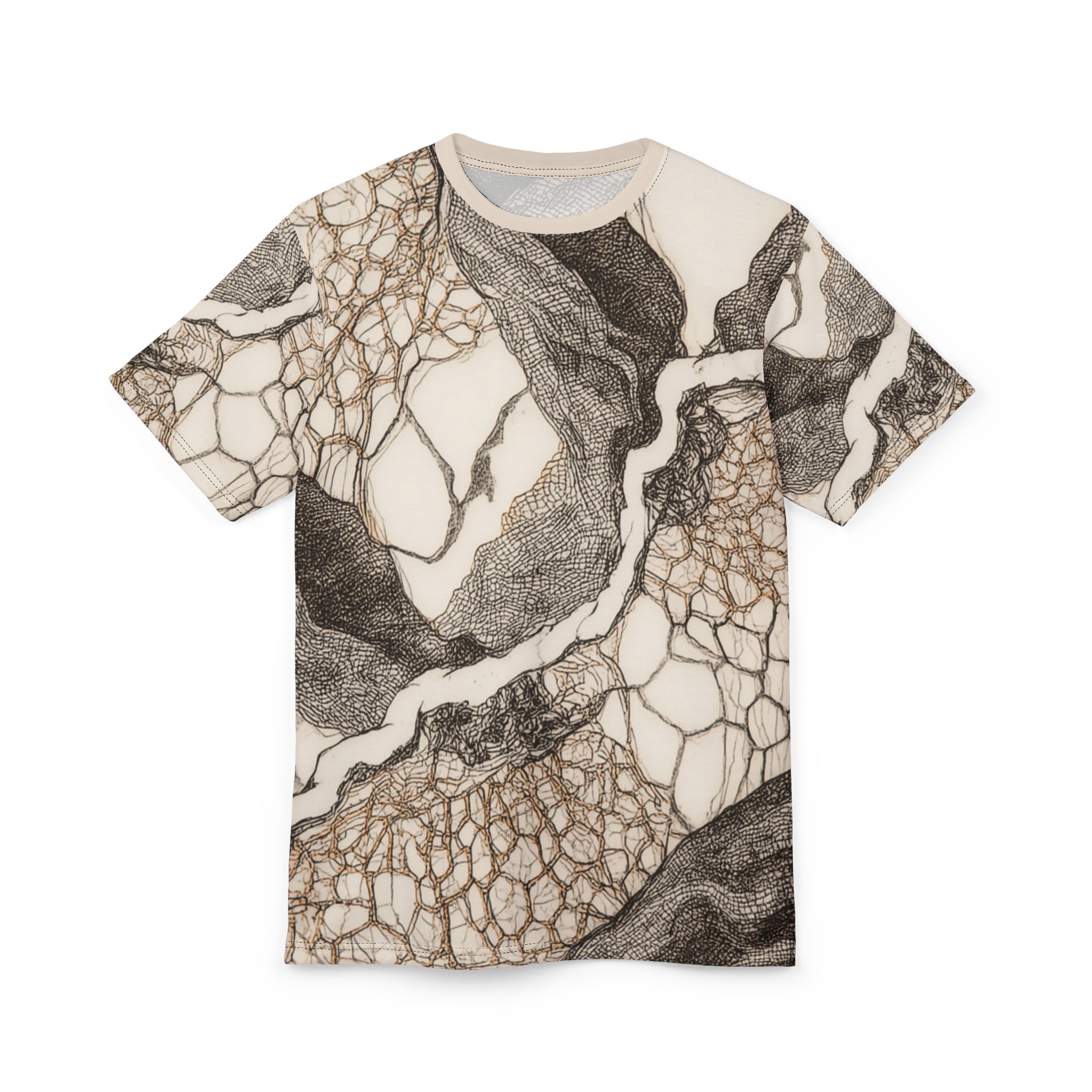 Abstract Organic Lines Tee | Marble Ink All-Over Print