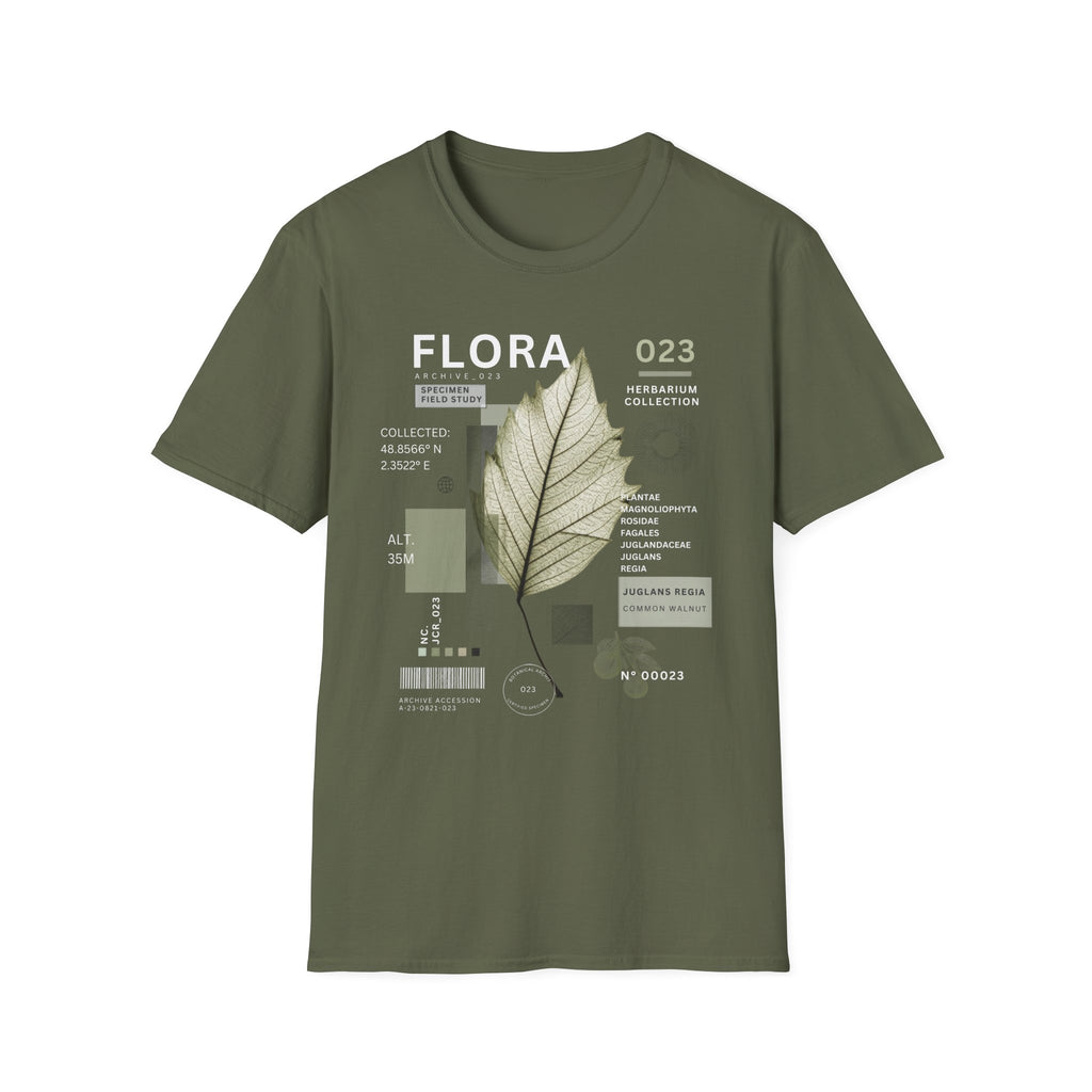 Flora Botanical Tee — Vintage Herbarium Leaf Graphic T-Shirt