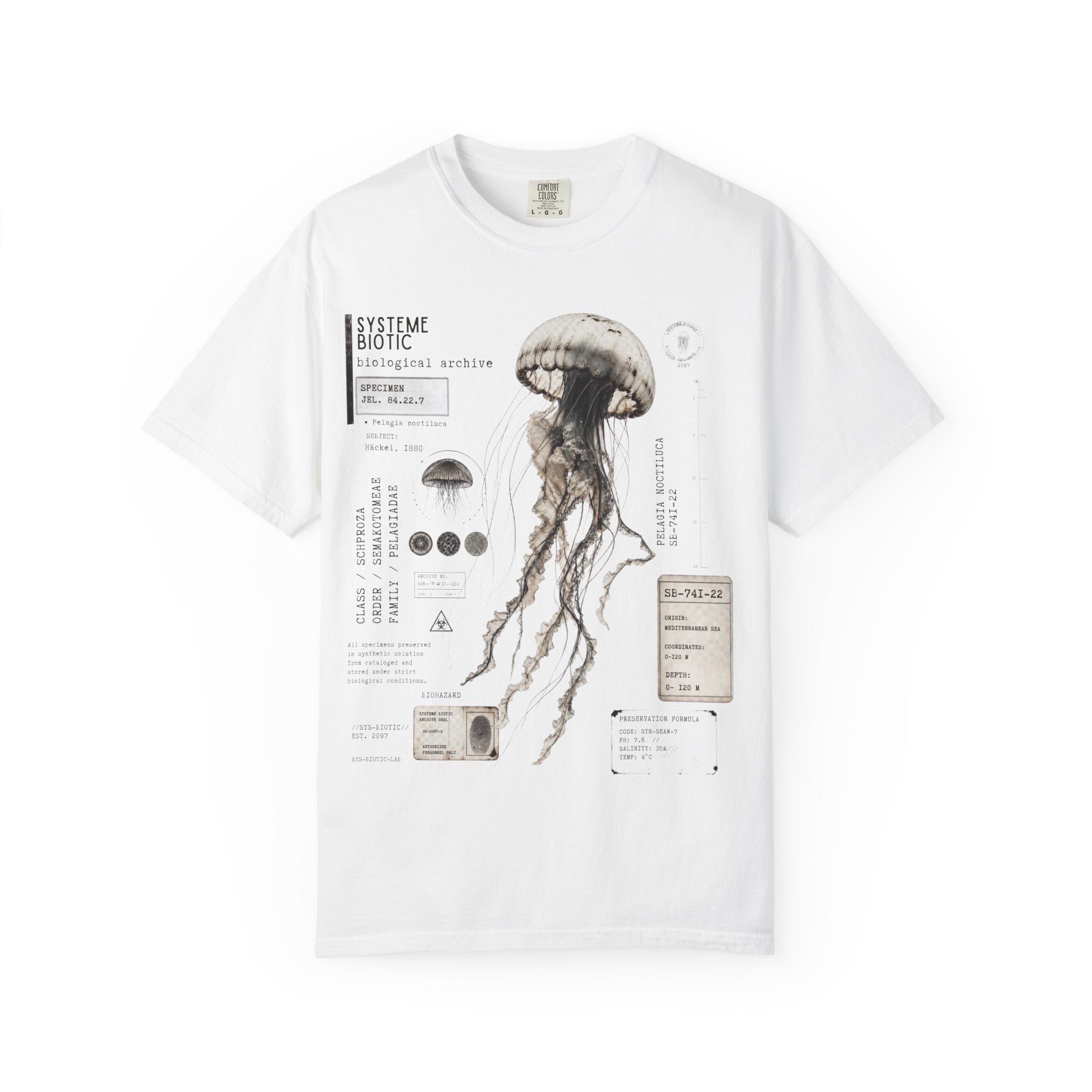 Scientific Jellyfish Illustration T-Shirt | Marine Anatomy Diagram
