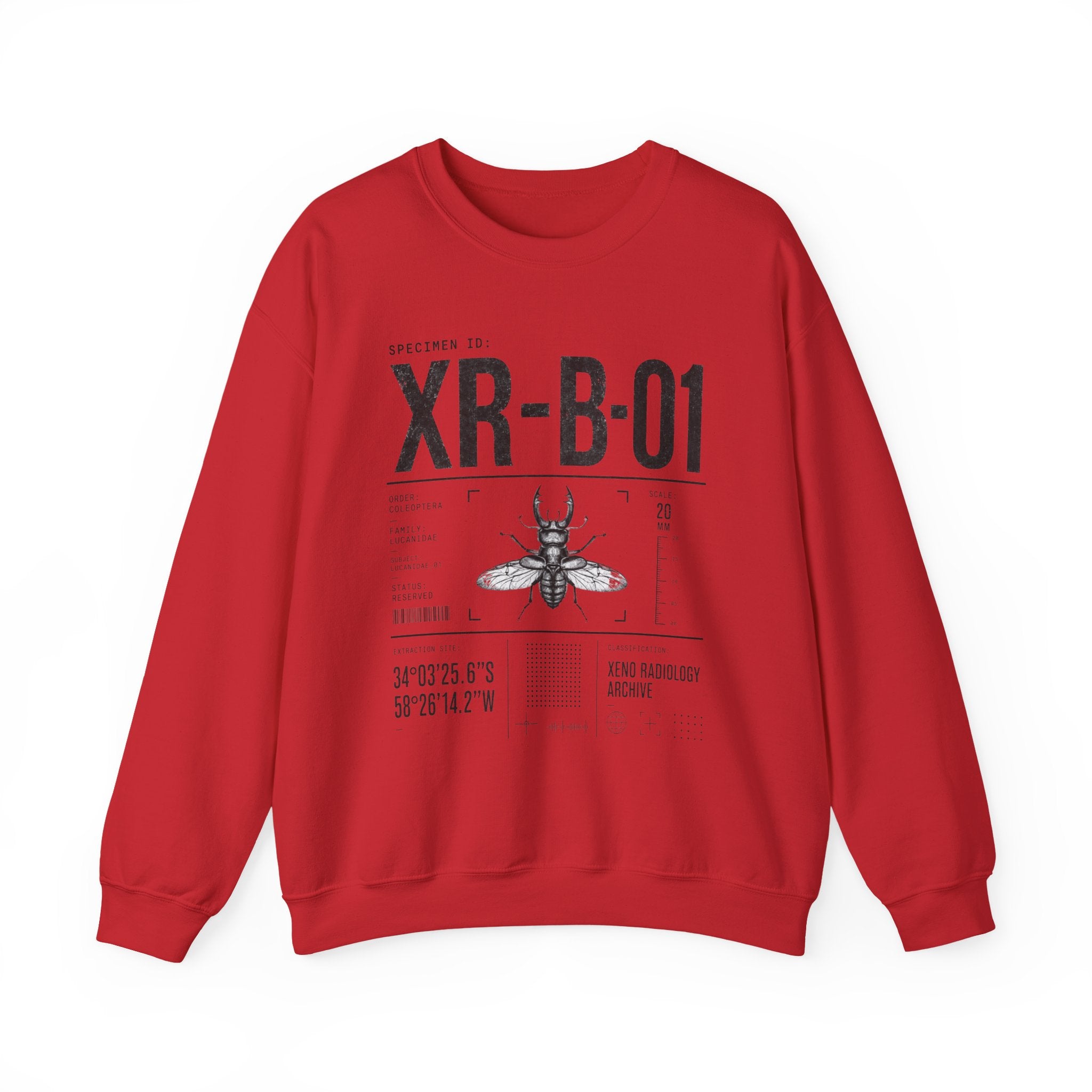 XR-B-01 Insect Specimen Diagram Sweatshirt | Entomology Illustration