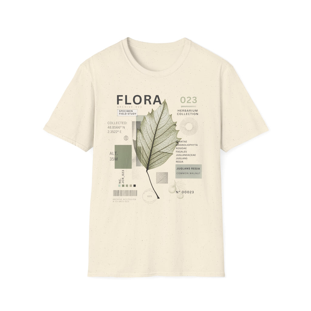 Flora Botanical Tee — Vintage Herbarium Leaf Graphic T-Shirt