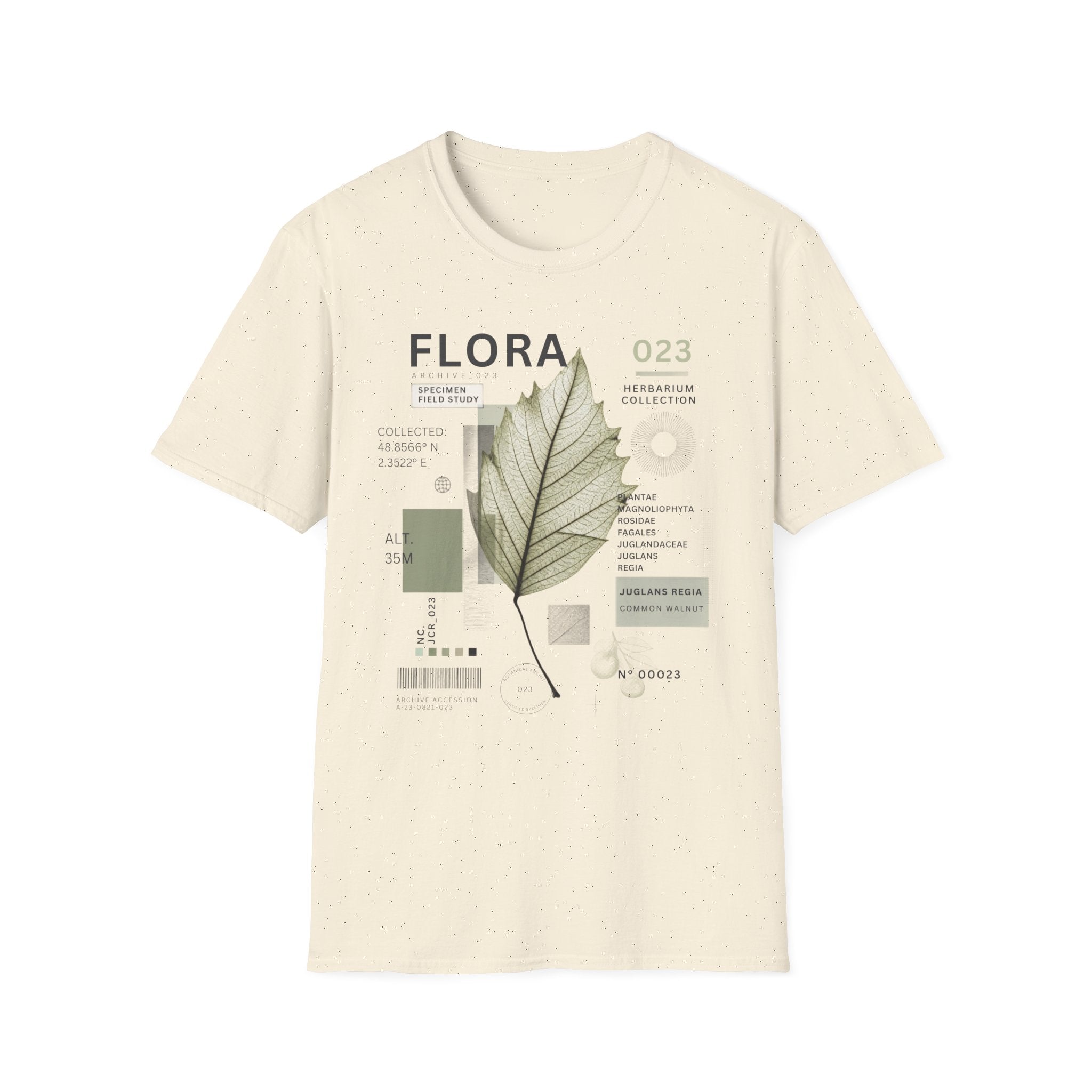 Flora Botanical Tee — Vintage Herbarium Leaf Graphic T-Shirt