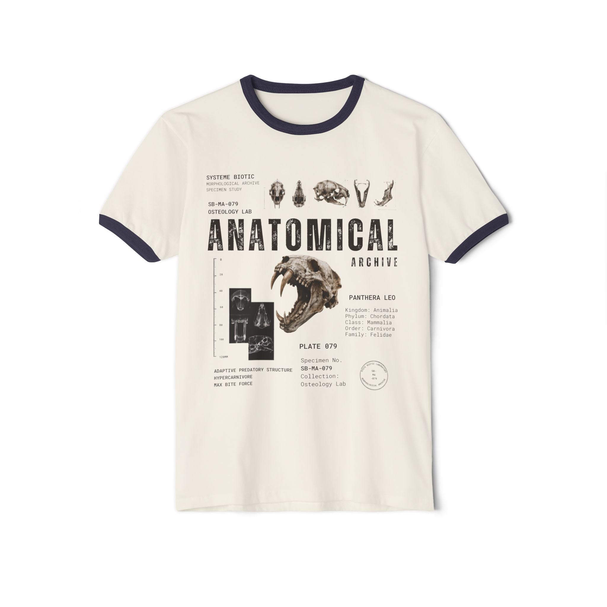 Anatomical Skull Diagram T-Shirt | Vintage Medical Illustration, Ringer Tee