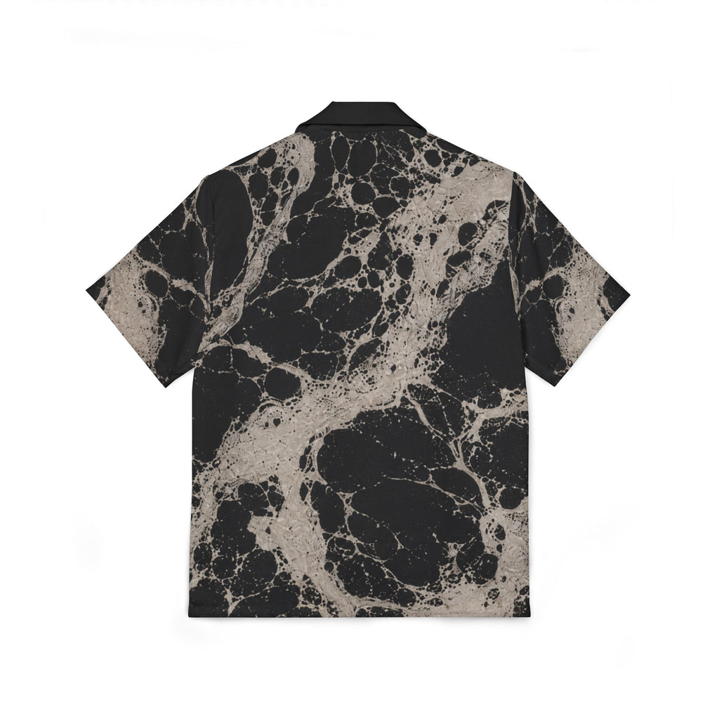 Black Marble Tie-Dye Camp Shirt — Men's Relaxed Button-Front