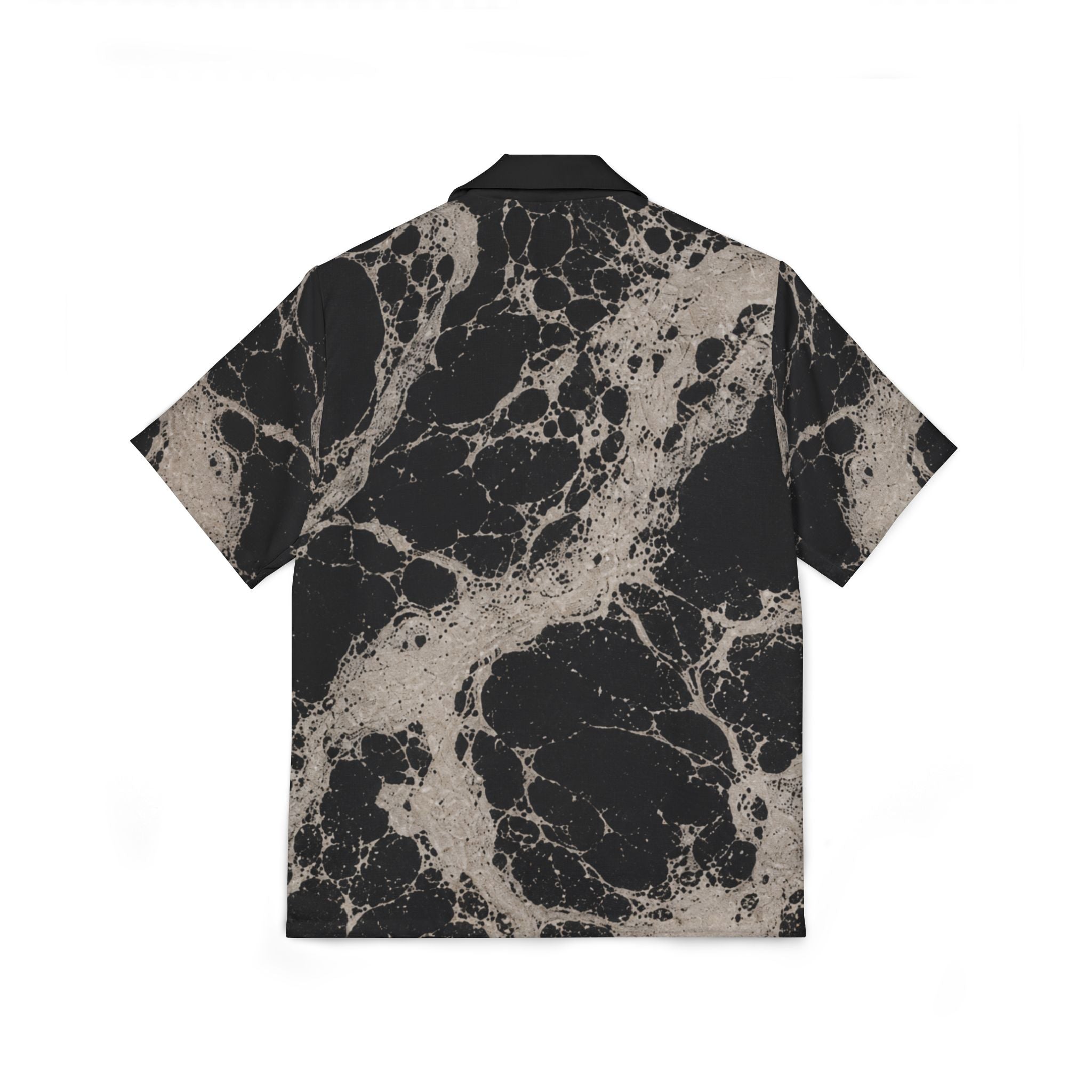 Black Marble Tie-Dye Camp Shirt — Men's Relaxed Button-Front