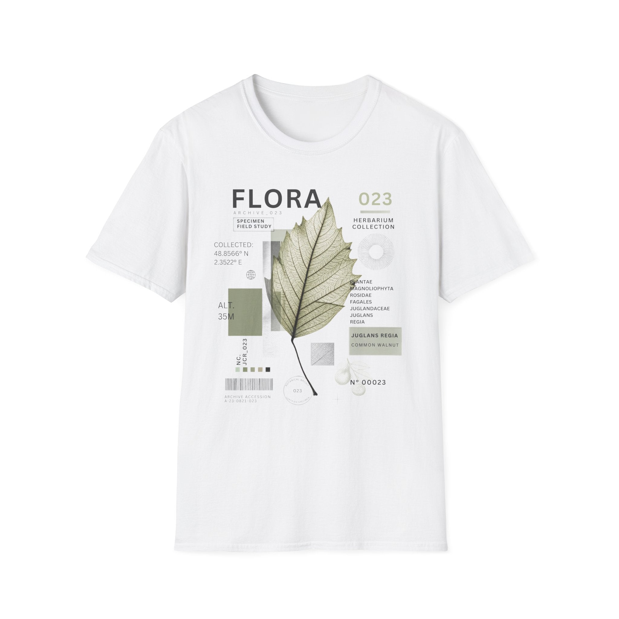 Flora Botanical Tee — Vintage Herbarium Leaf Graphic T-Shirt