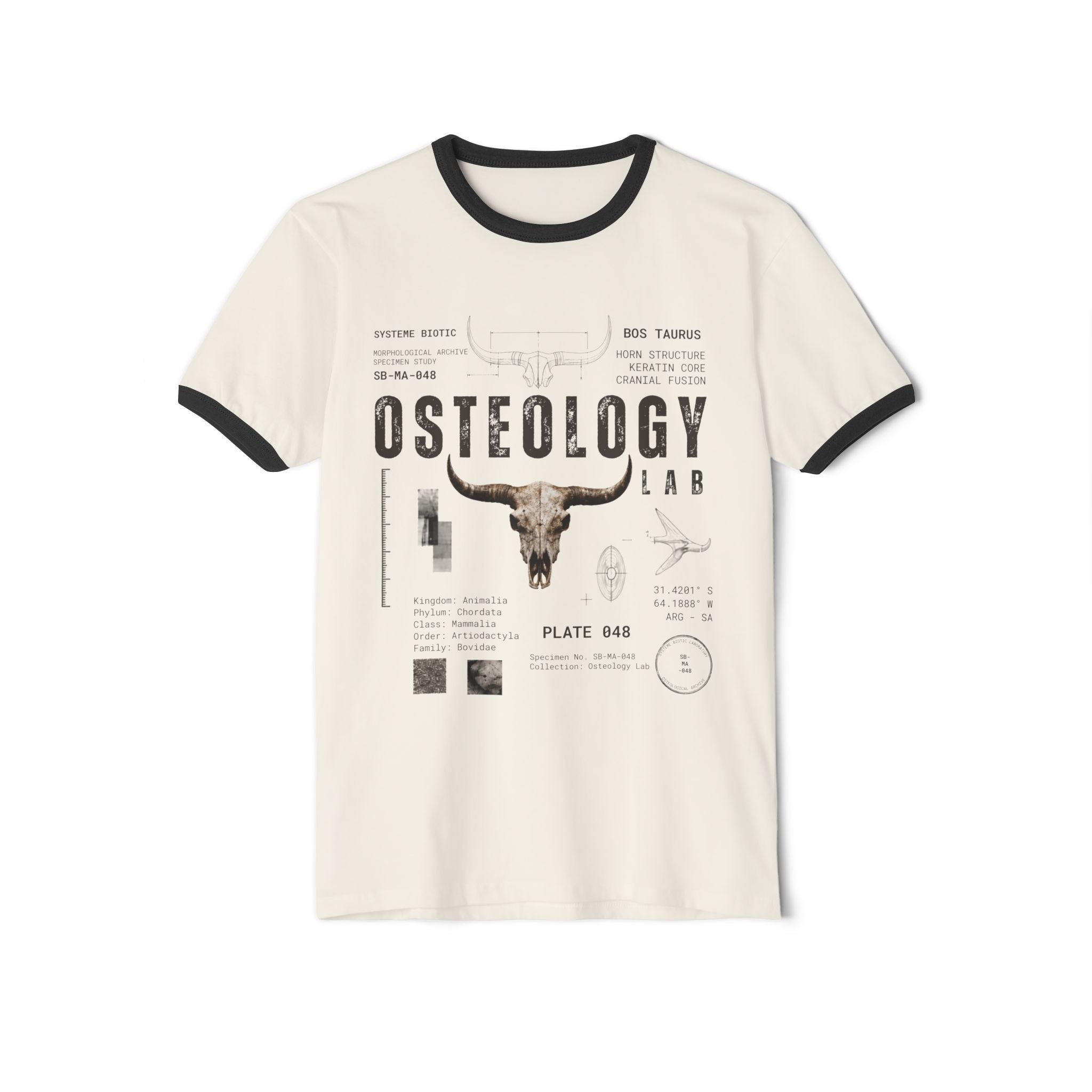 Osteology Lab Skull Diagram T-Shirt | Vintage Anatomy Ringer Tee