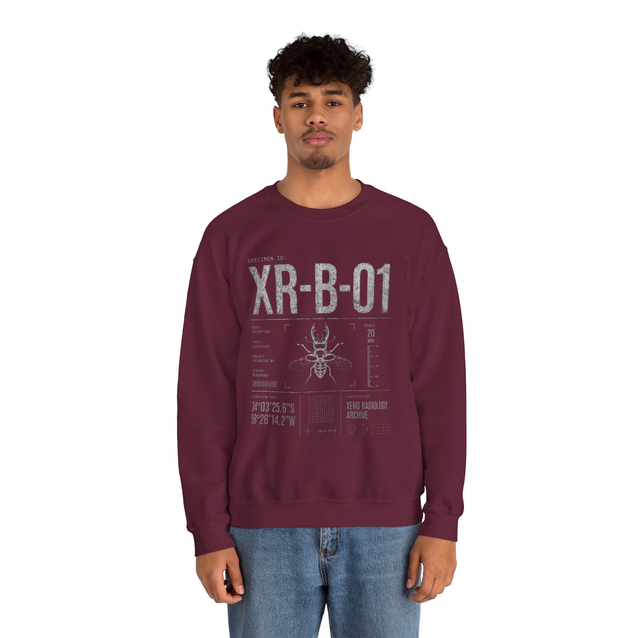 XR-B-01 Insect Specimen Diagram Sweatshirt | Entomology Illustration