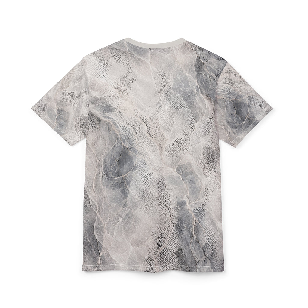 Marble Mist All-Over Print Tee — Subtle Gray Abstract Stone Pattern