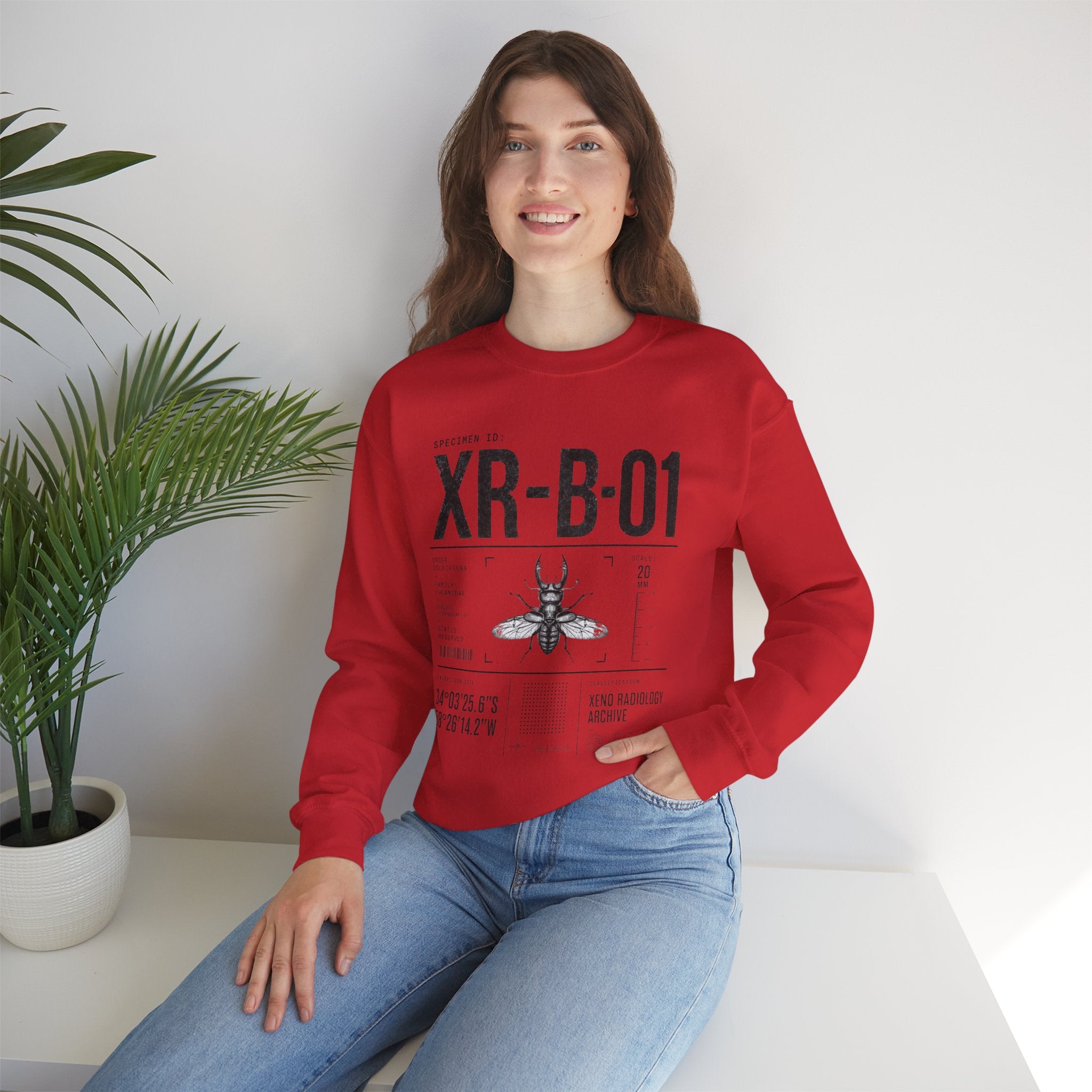 XR-B-01 Insect Specimen Diagram Sweatshirt | Entomology Illustration