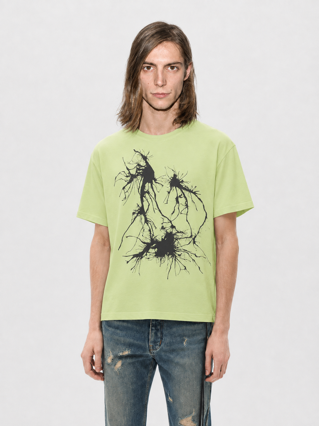 ARVEN Light Green Unisex Abstract Graphic T-Shirt | AKMANT