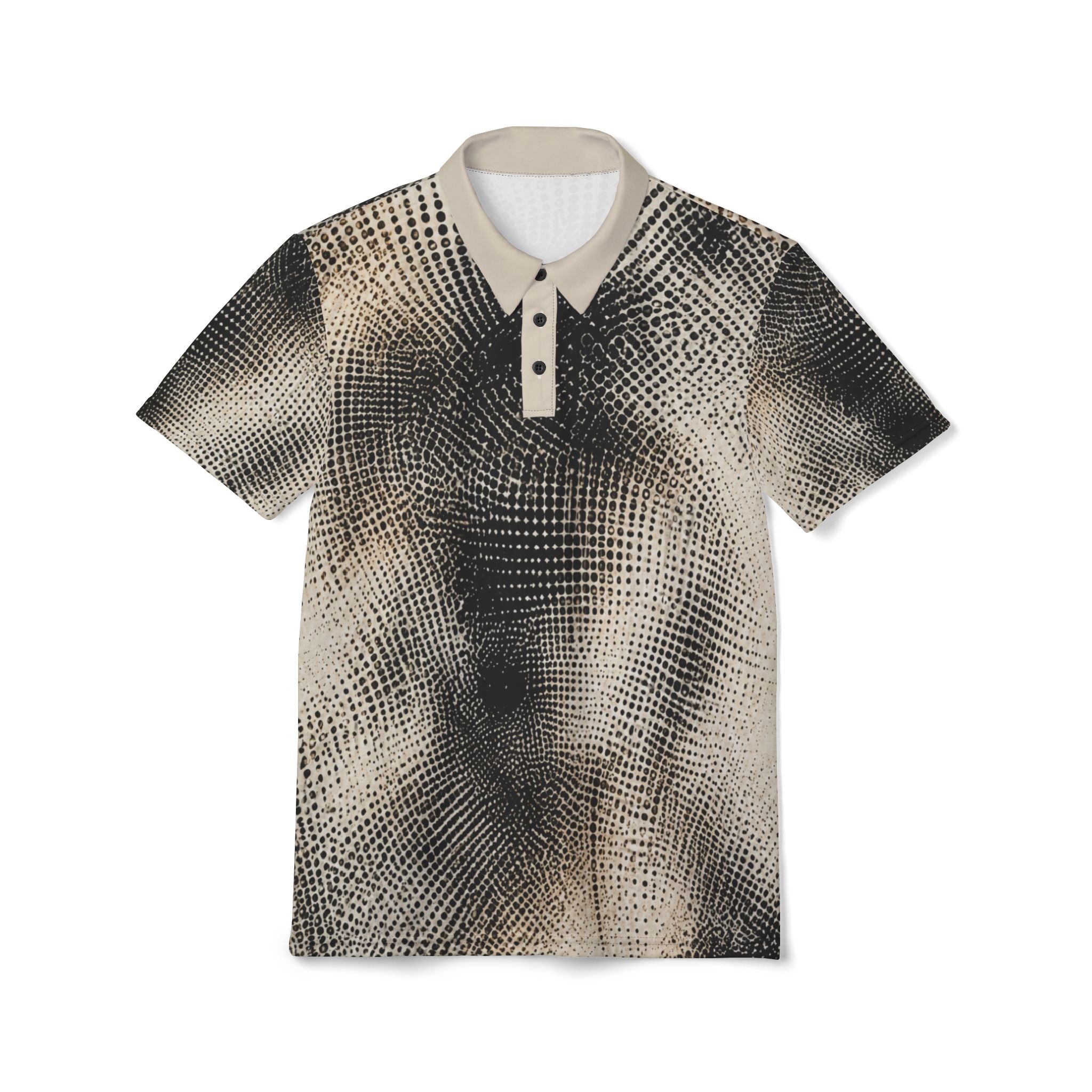 Abstract Smoke Texture Polo Shirt — Men's Patterned All-Over Print Polo
