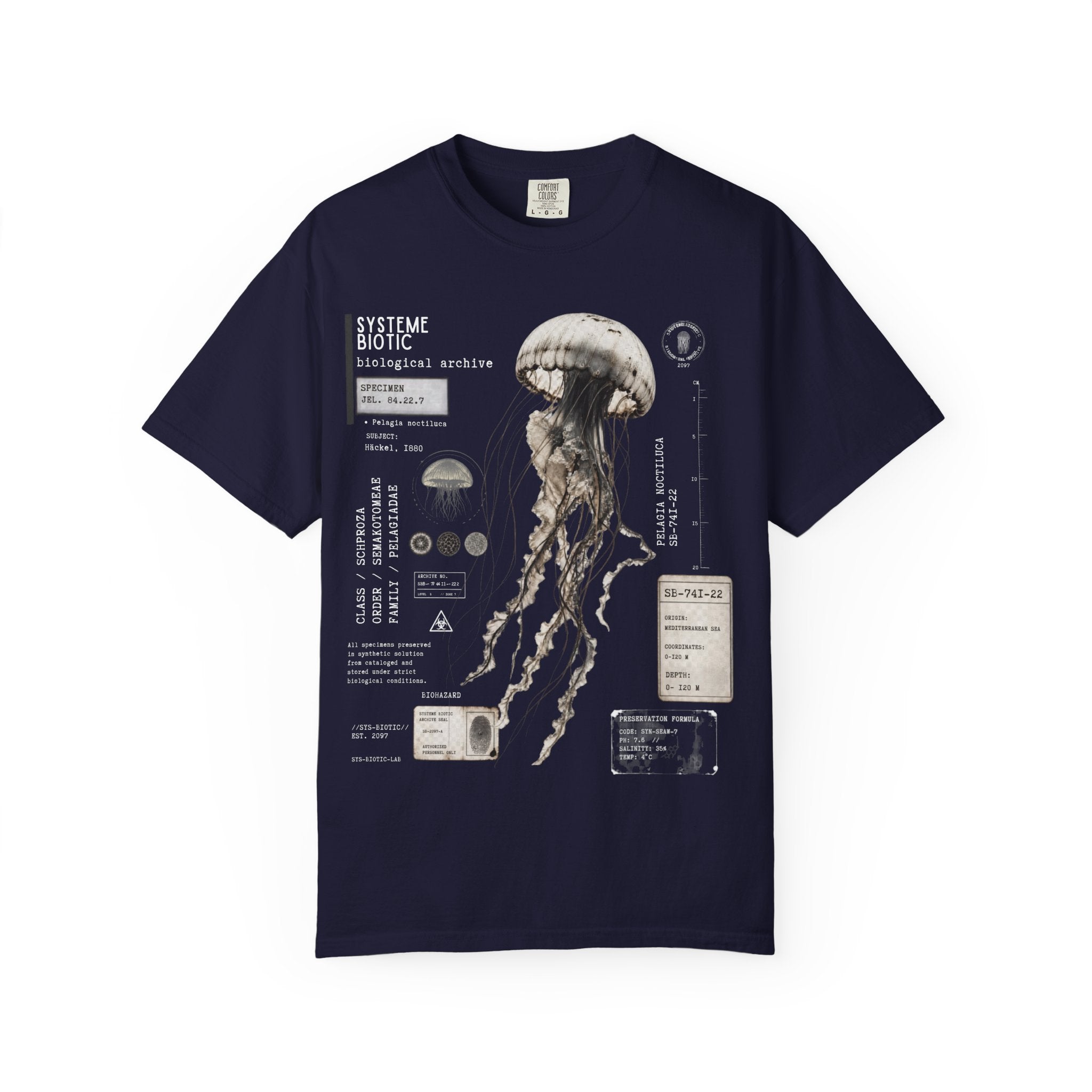 Scientific Jellyfish Illustration T-Shirt | Marine Anatomy Diagram