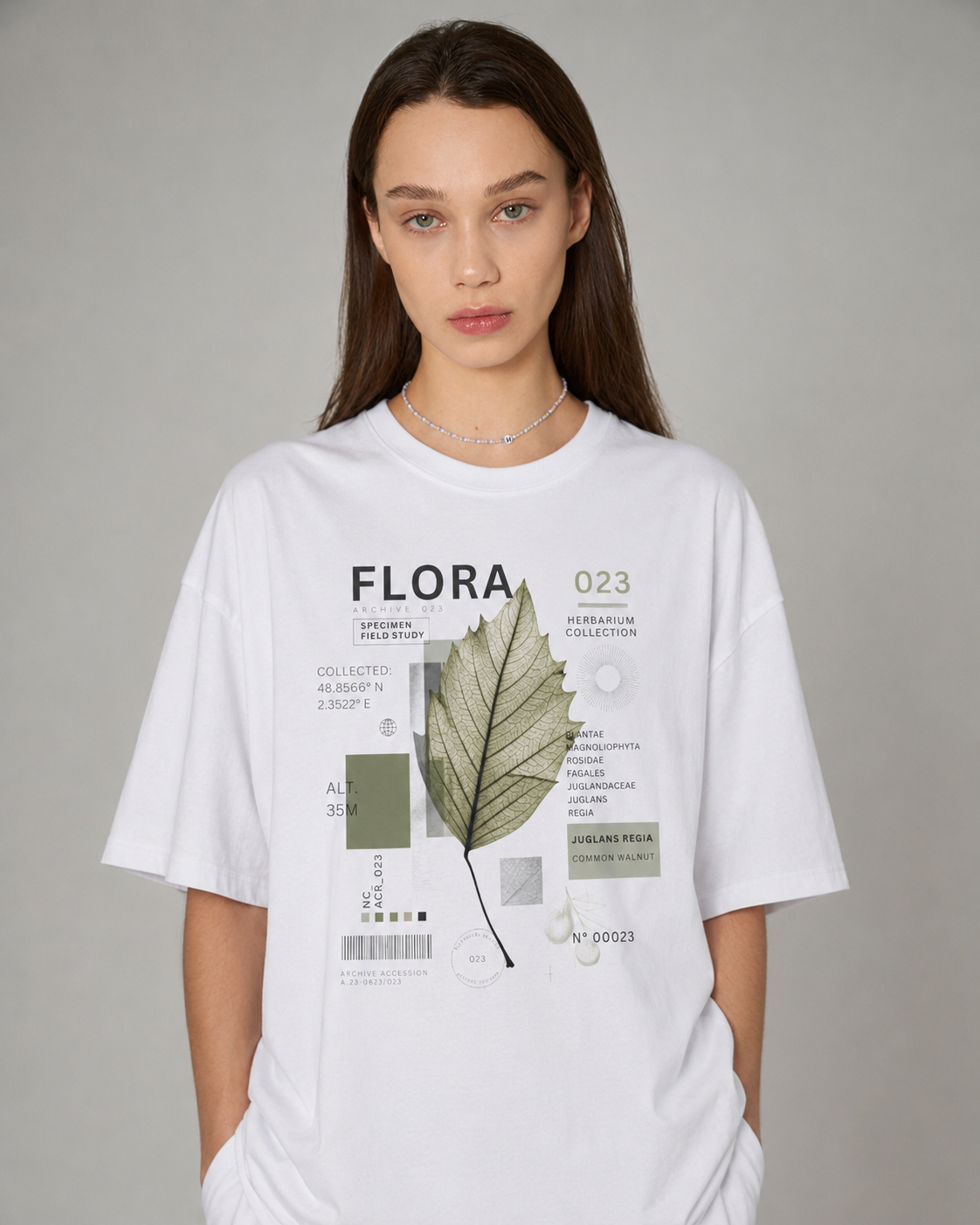 Flora Botanical Tee — Vintage Herbarium Leaf Graphic T-Shirt