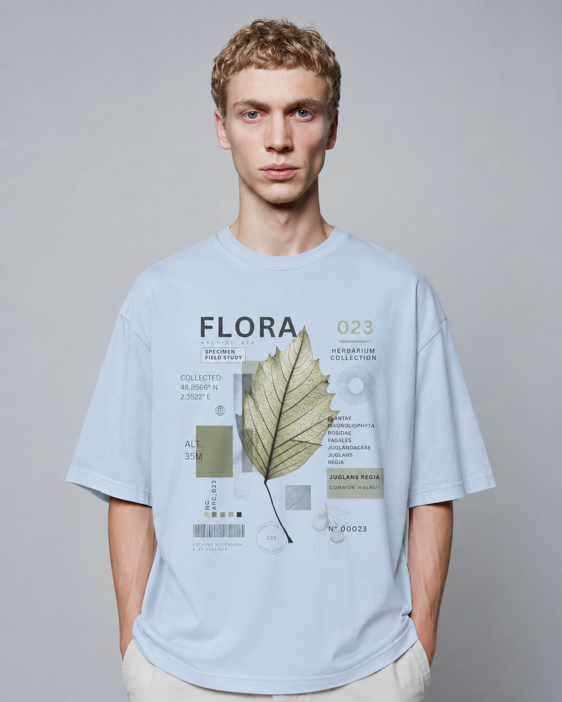 Flora Botanical Tee — Vintage Herbarium Leaf Graphic T-Shirt