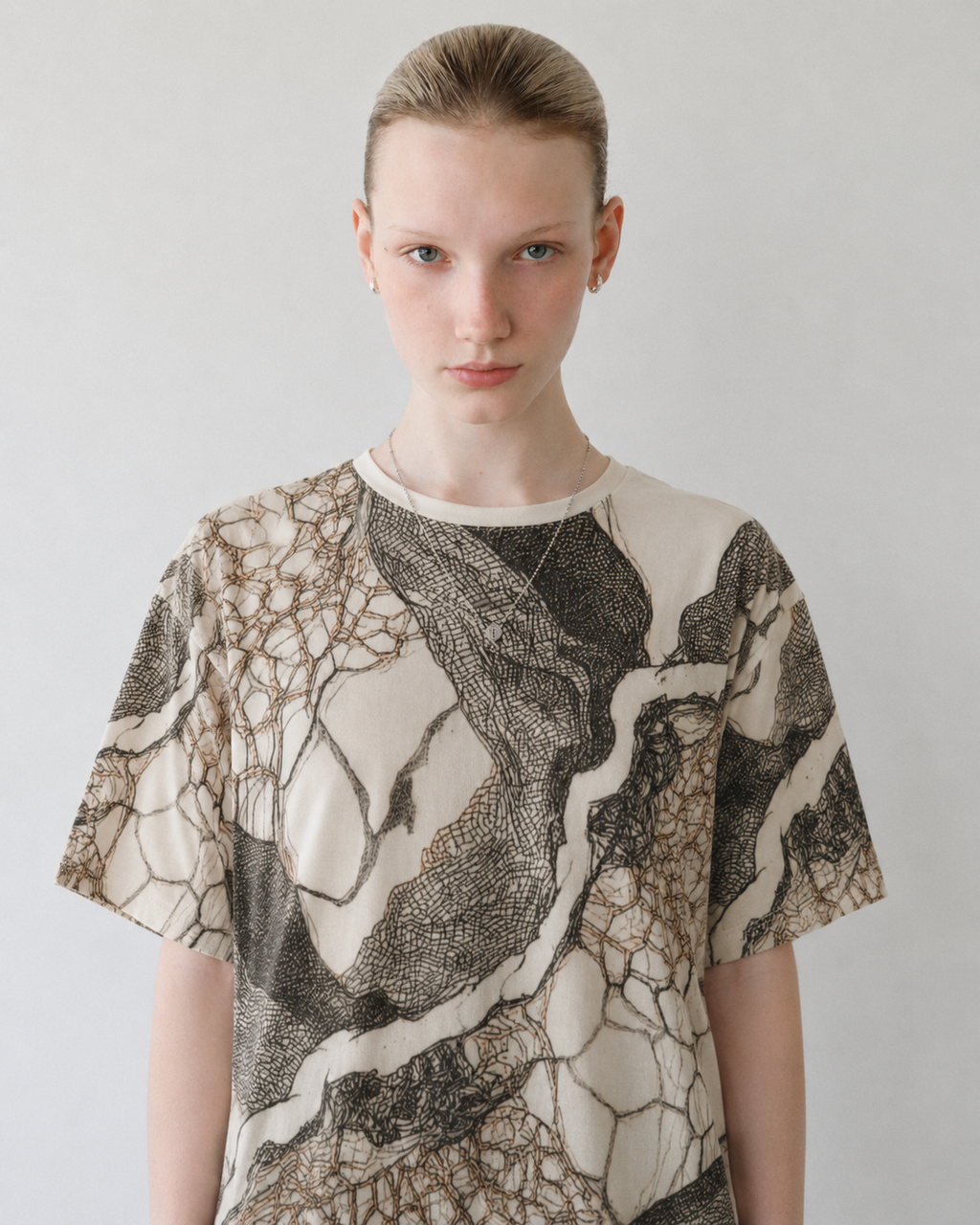 Abstract Organic Lines Tee | Marble Ink All-Over Print