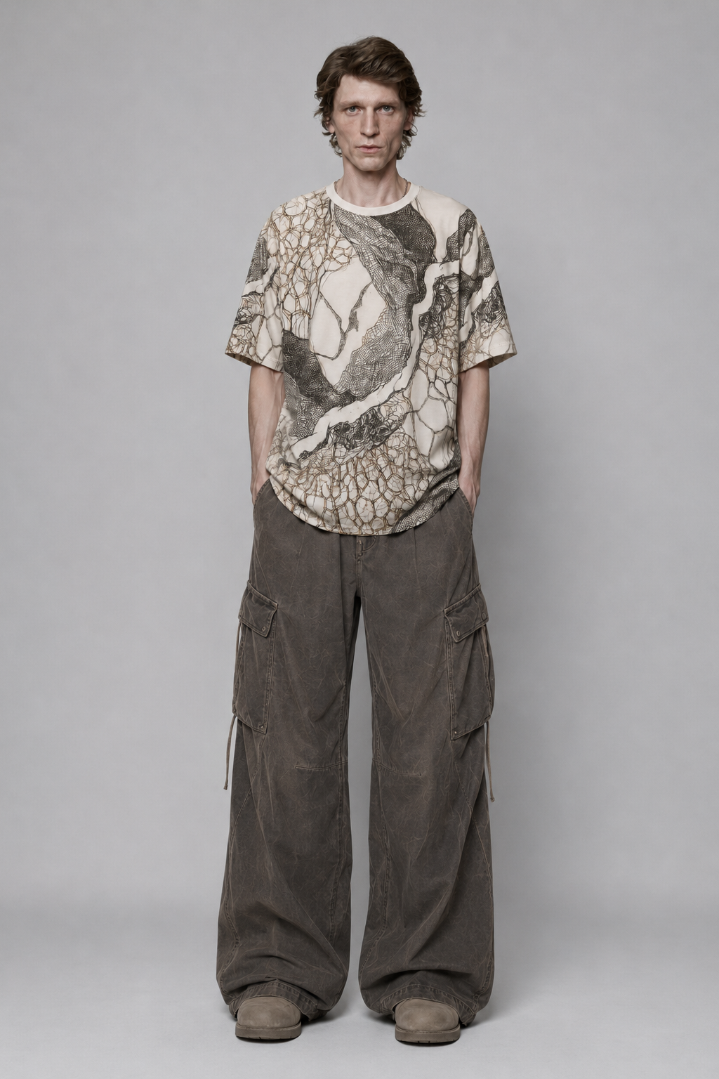 Abstract Organic Lines Tee | Marble Ink All-Over Print