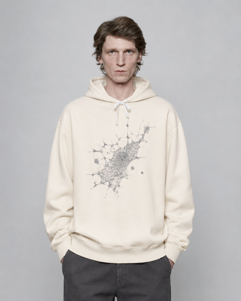 Abstract Cosmic Web Hoodie | Hand-Drawn Nebula Illustration