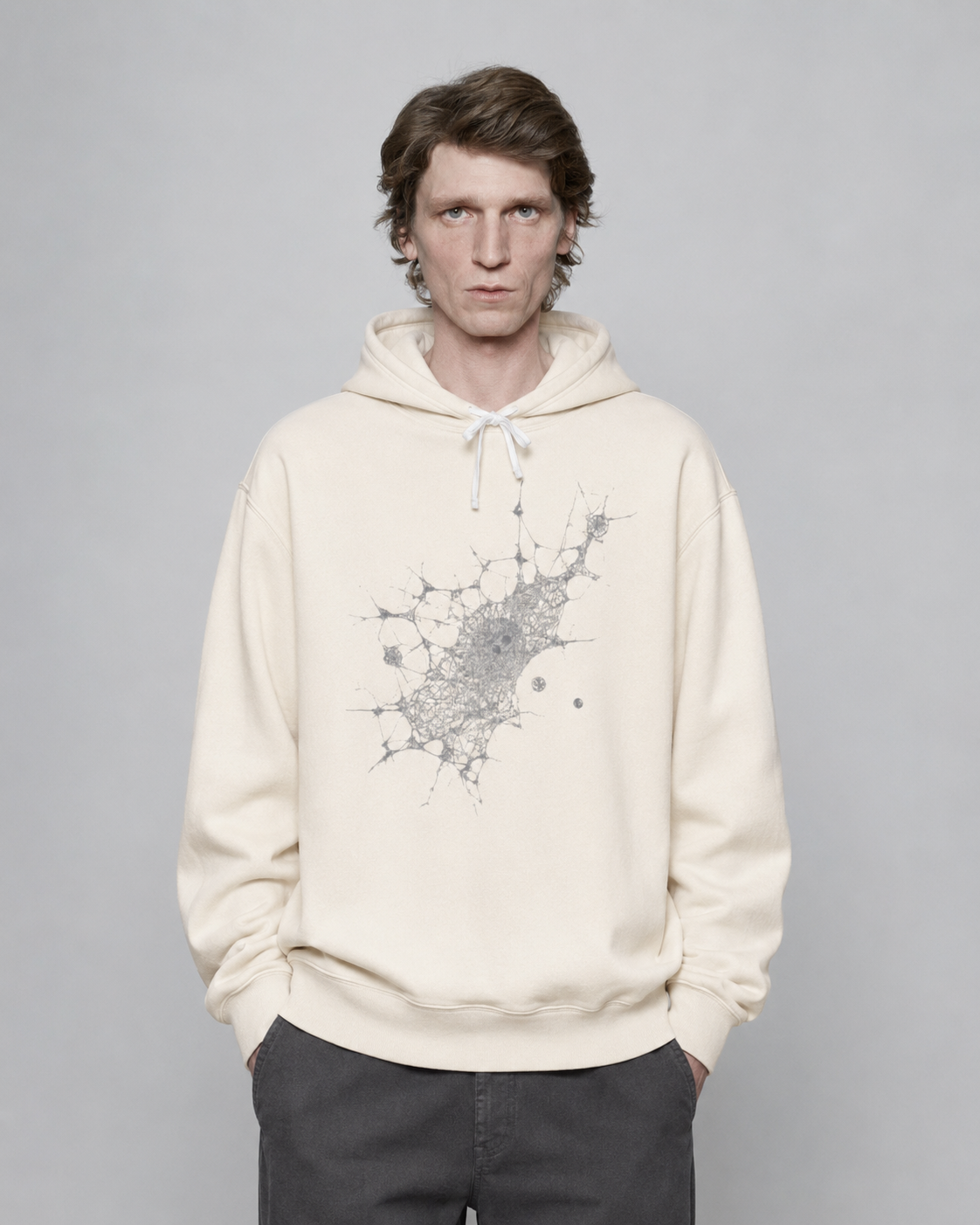 Abstract Cosmic Web Hoodie | Hand-Drawn Nebula Illustration