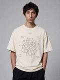 Geometric Spiderweb Blueprint Tee | Boxy Shirt