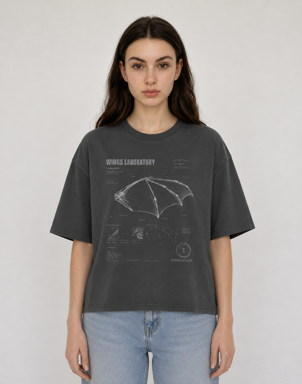 Bat Wing Diagram Boxy Tee | Wings Laboratory Graphic T-Shirt