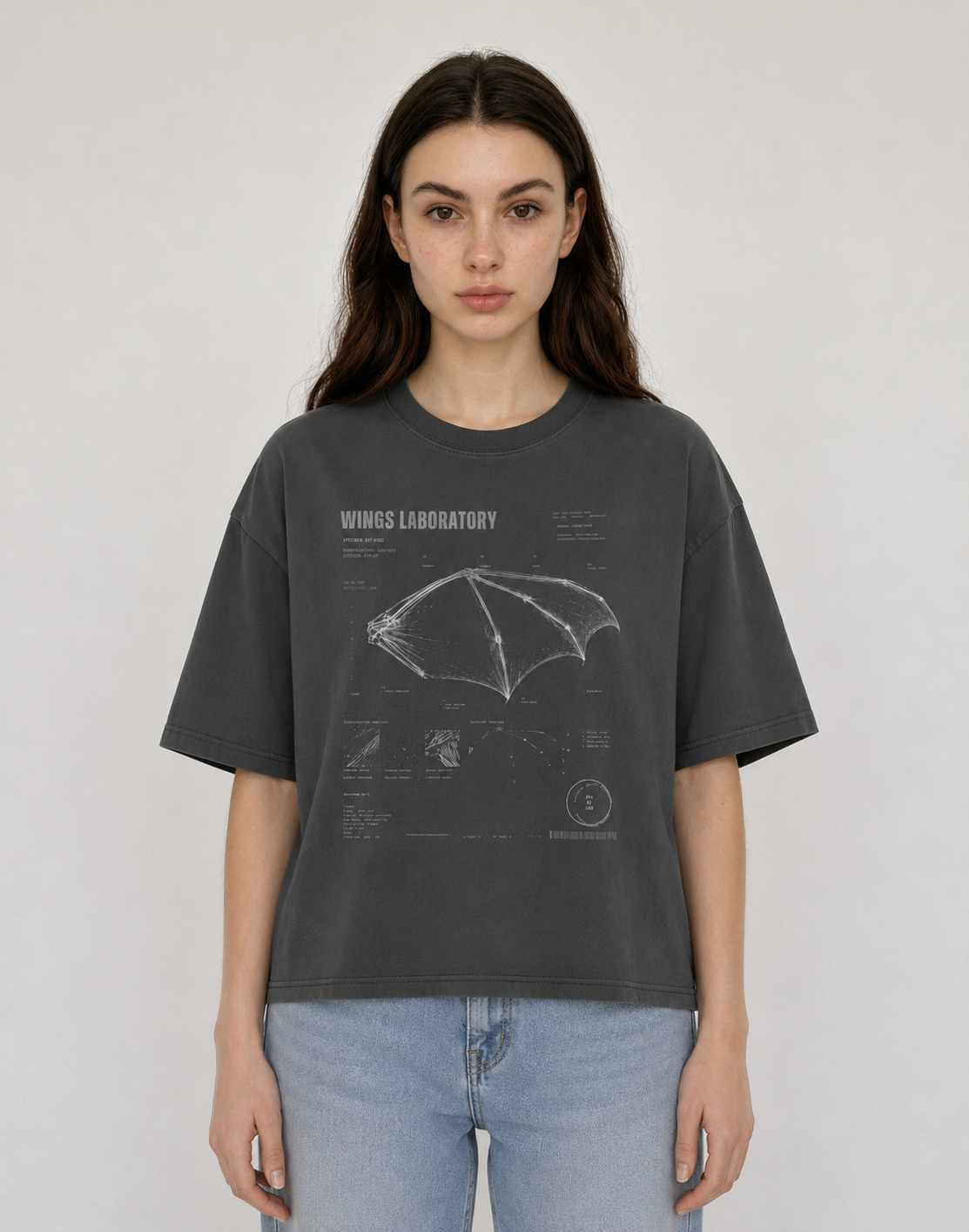 Bat Wing Diagram Boxy Tee | Wings Laboratory Graphic T-Shirt