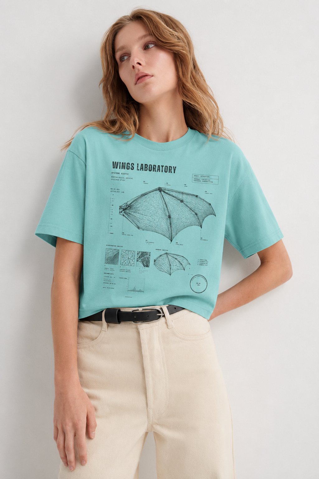Bat Wing Diagram Boxy Tee | Wings Laboratory Graphic T-Shirt