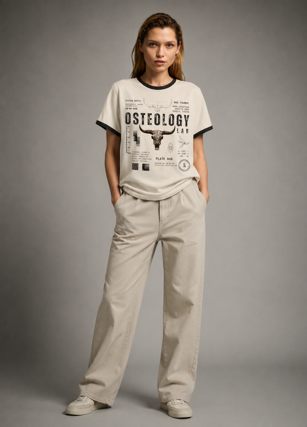 Osteology Lab Skull Diagram T-Shirt | Vintage Anatomy Ringer Tee