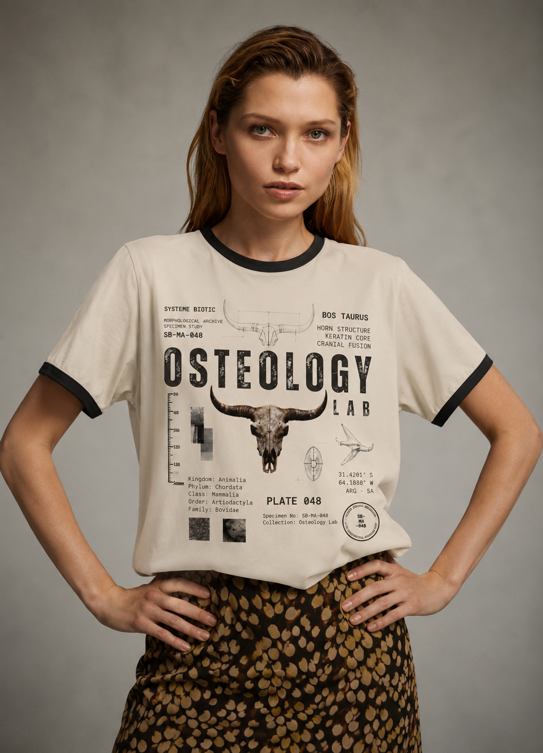 Osteology Lab Skull Diagram T-Shirt | Vintage Anatomy Ringer Tee