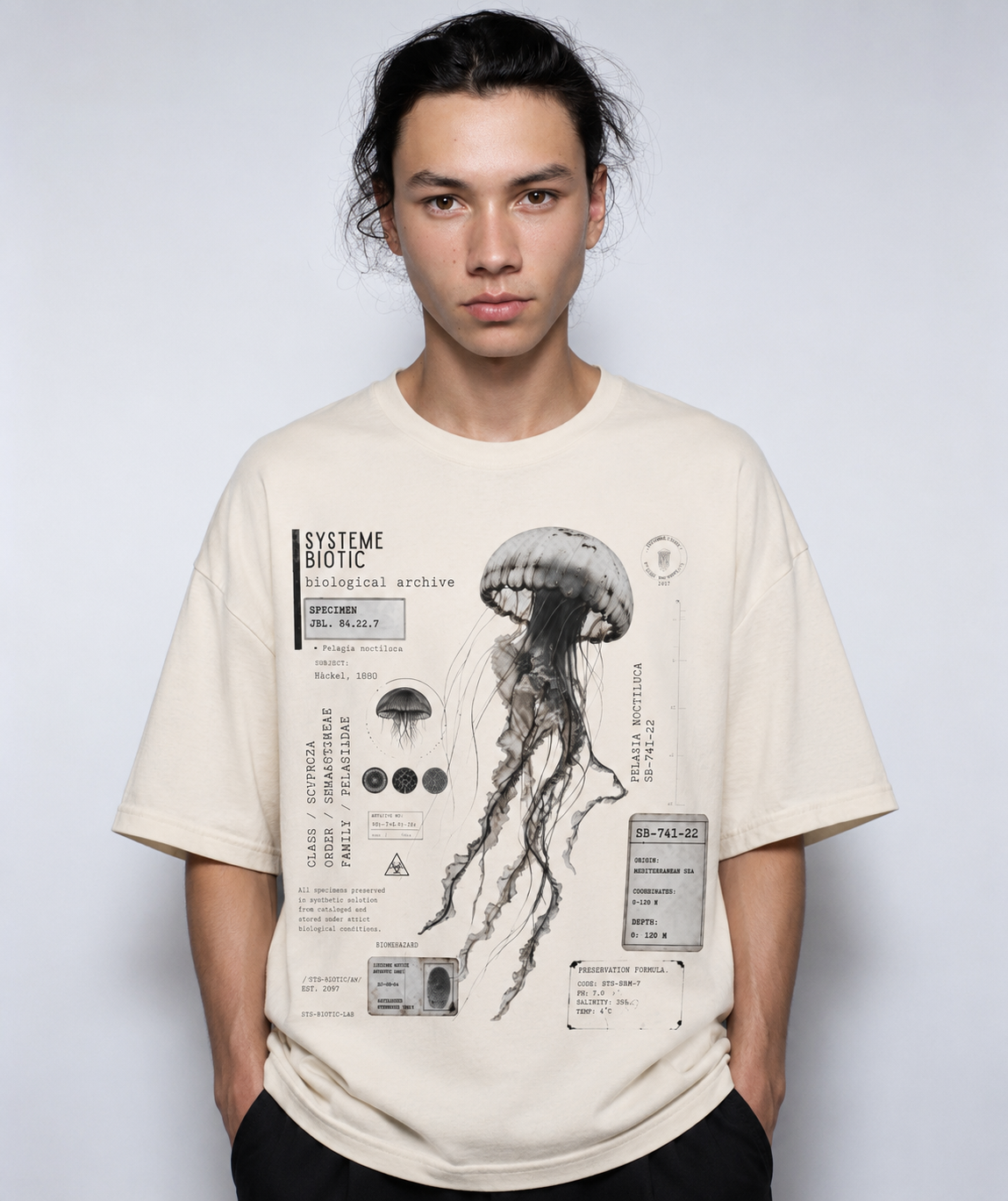 Scientific Jellyfish Illustration T-Shirt | Marine Anatomy Diagram