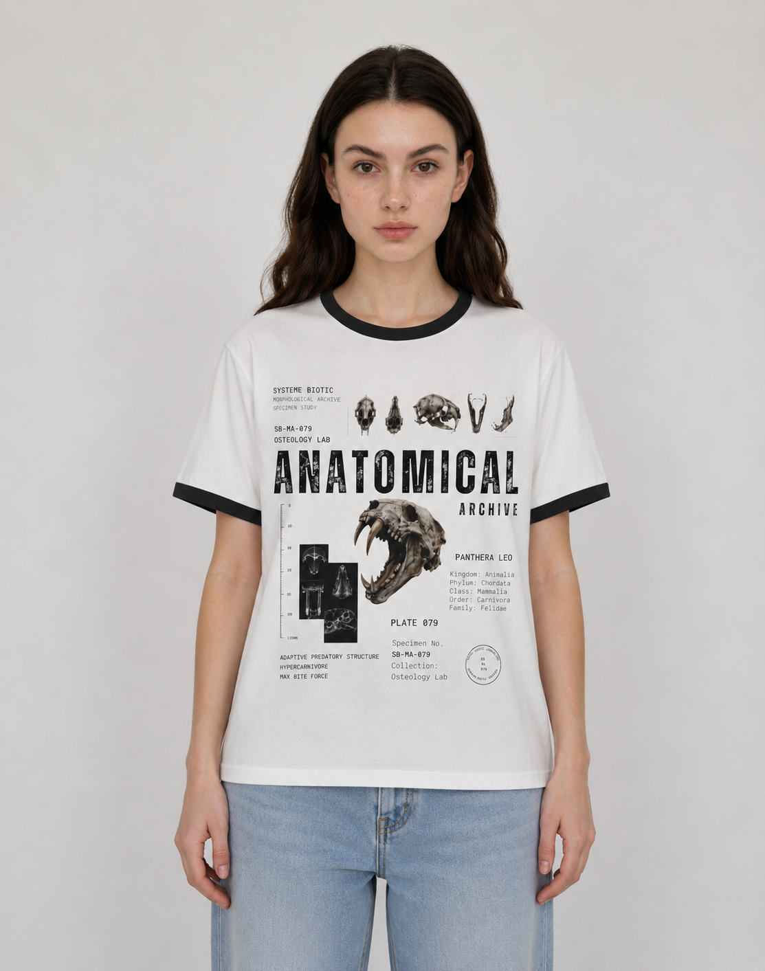 Anatomical Skull Diagram T-Shirt | Vintage Medical Illustration, Ringer Tee