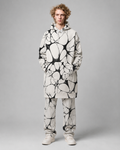 Marbled Abstract Hoodie Dress — Black & White All-Over Print