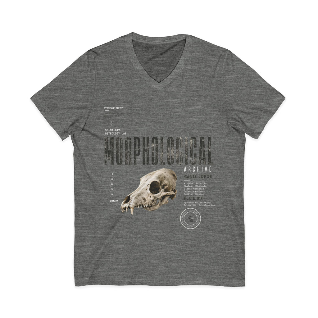 Morphological Skull Illustration Tee | Anatomical Graphic V-Neck Shirt