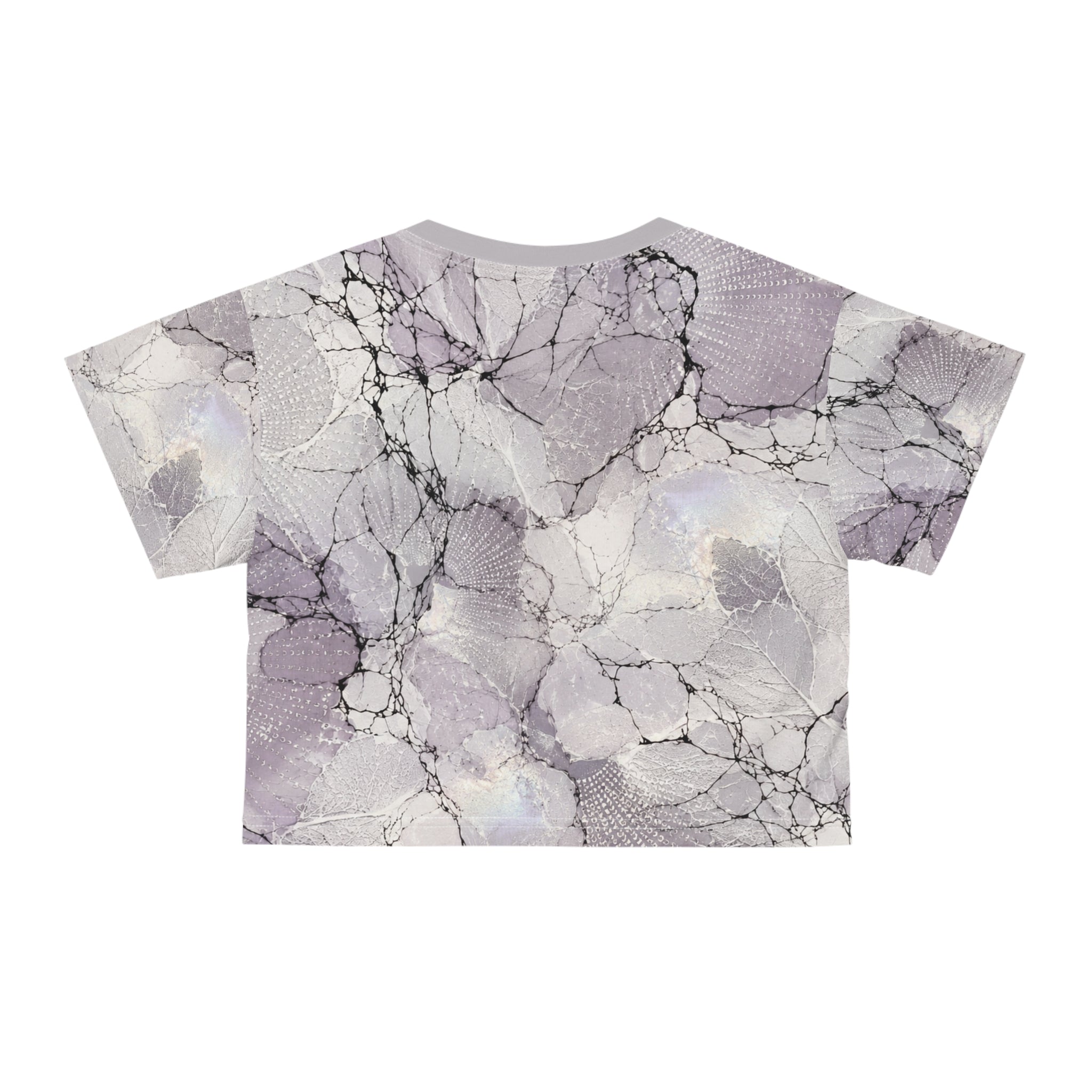 Marble Lavender Crop Tee — Abstract Pastel All-Over Print