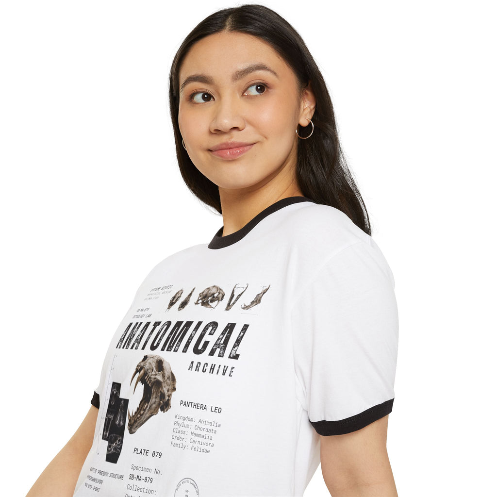 Anatomical Skull Diagram T-Shirt | Vintage Medical Illustration, Ringer Tee