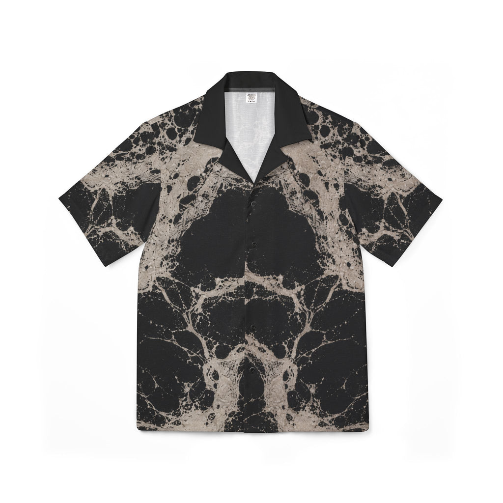 Black Marble Tie-Dye Camp Shirt — Men's Relaxed Button-Front