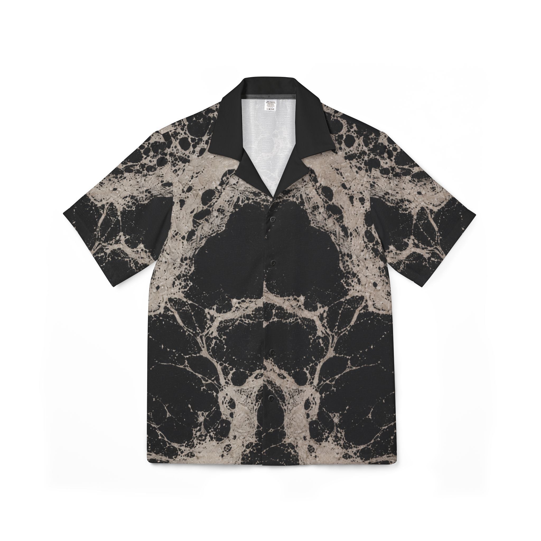 Black Marble Tie-Dye Camp Shirt — Men's Relaxed Button-Front