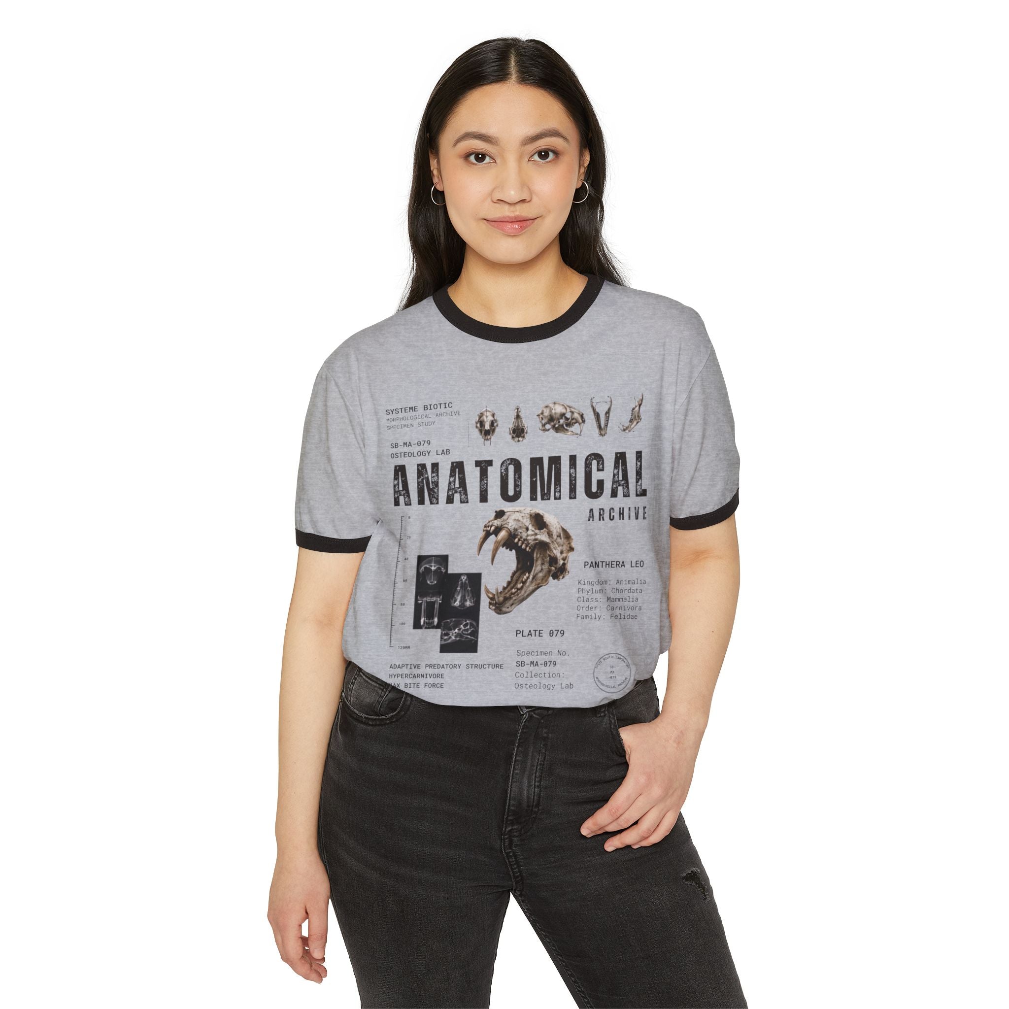 Anatomical Skull Diagram T-Shirt | Vintage Medical Illustration, Ringer Tee