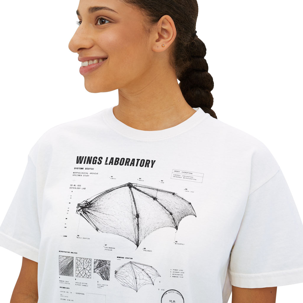 Bat Wing Diagram Boxy Tee | Wings Laboratory Graphic T-Shirt