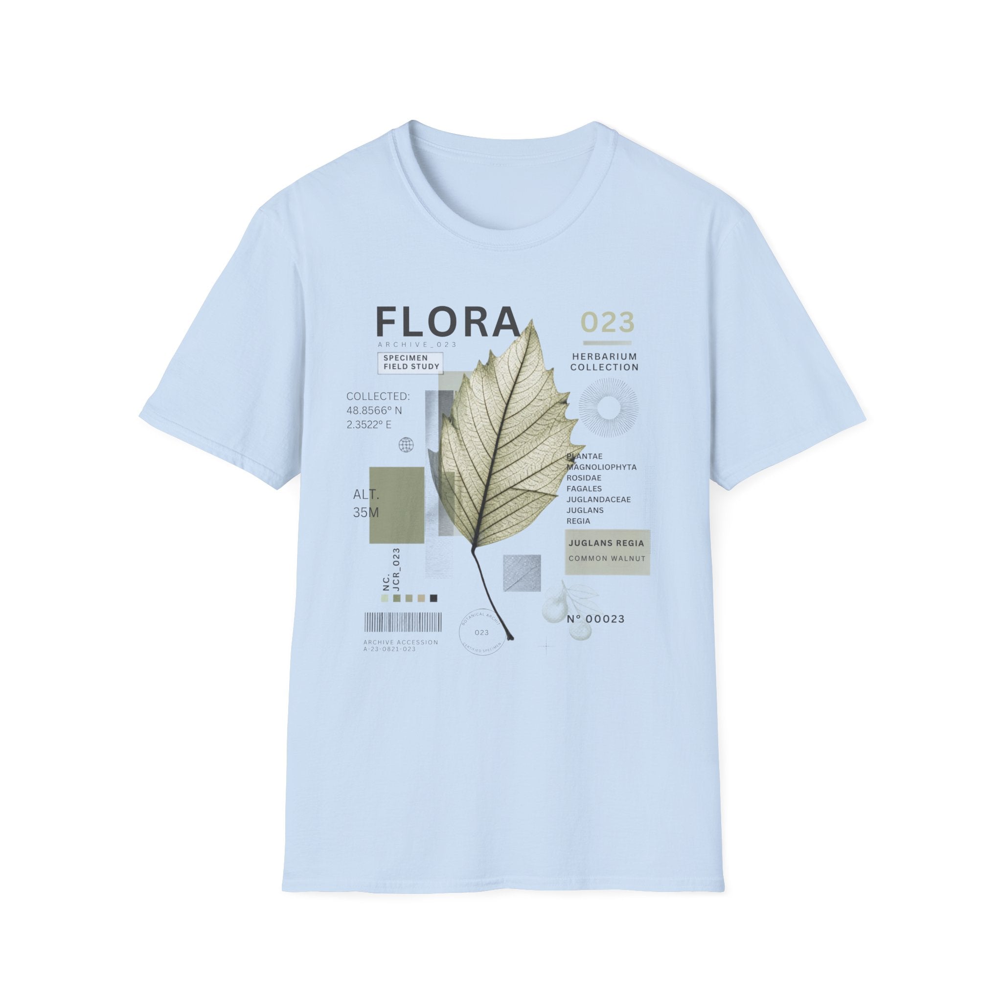 Flora Botanical Tee — Vintage Herbarium Leaf Graphic T-Shirt