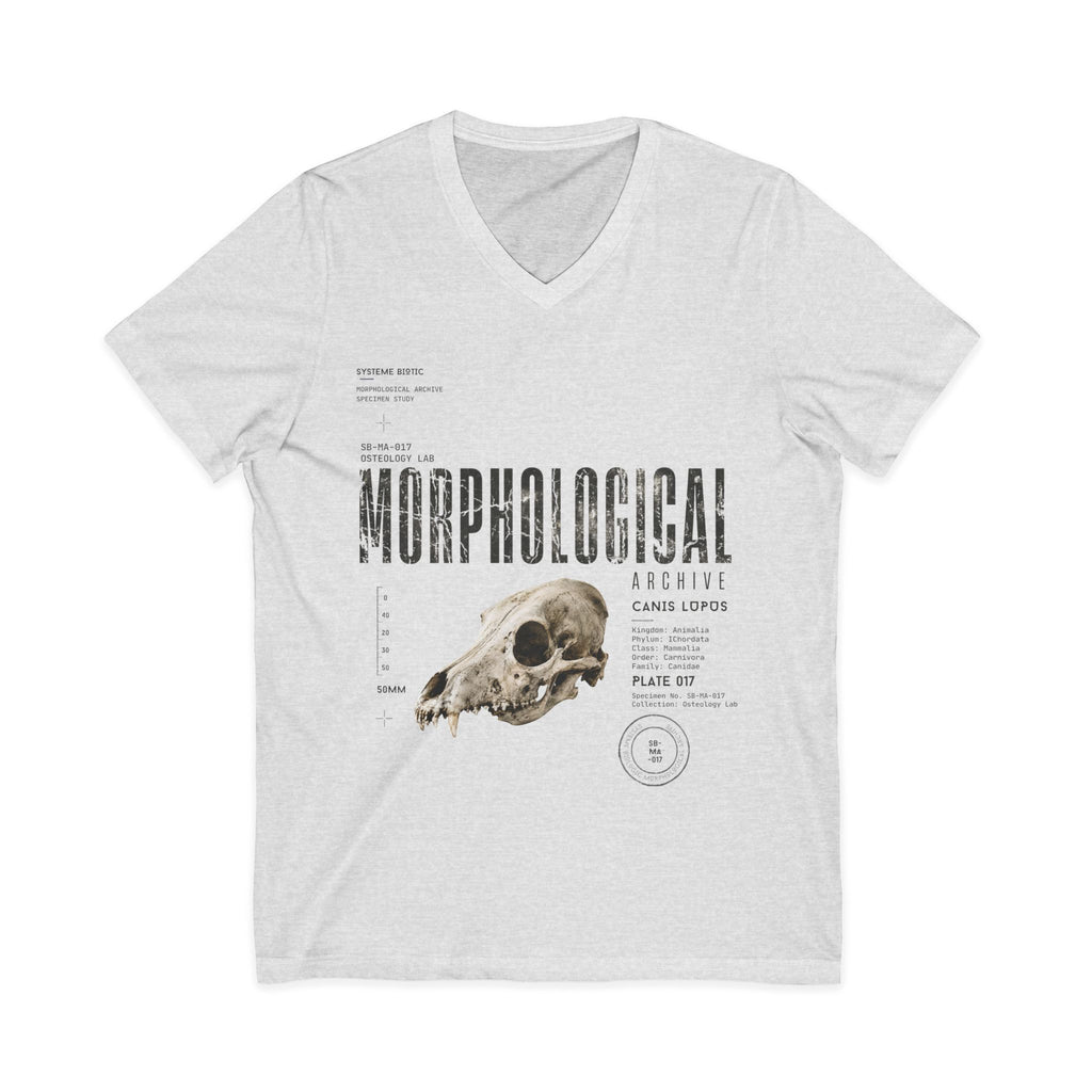 Morphological Skull Illustration Tee | Anatomical Graphic V-Neck Shirt