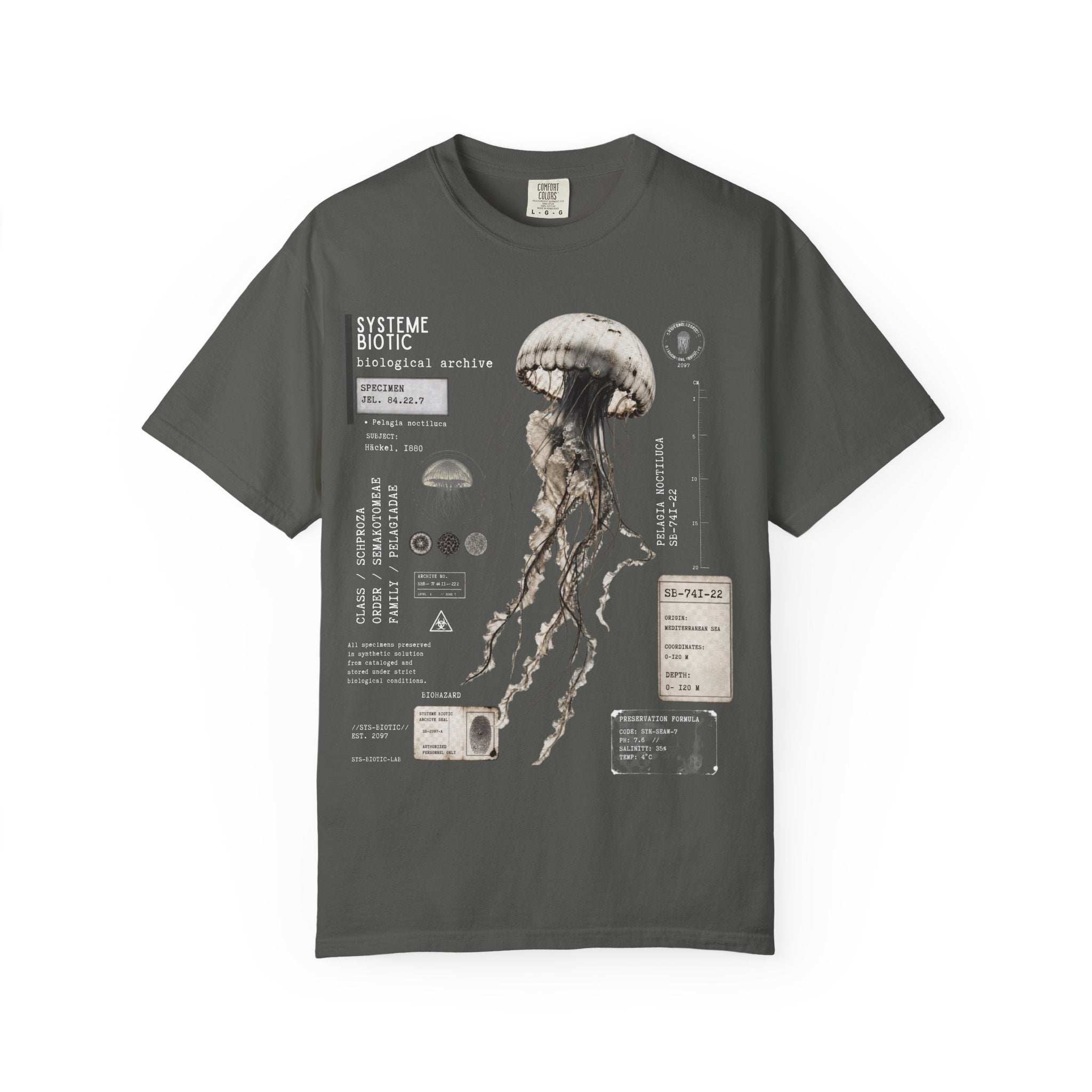 Scientific Jellyfish Illustration T-Shirt | Marine Anatomy Diagram