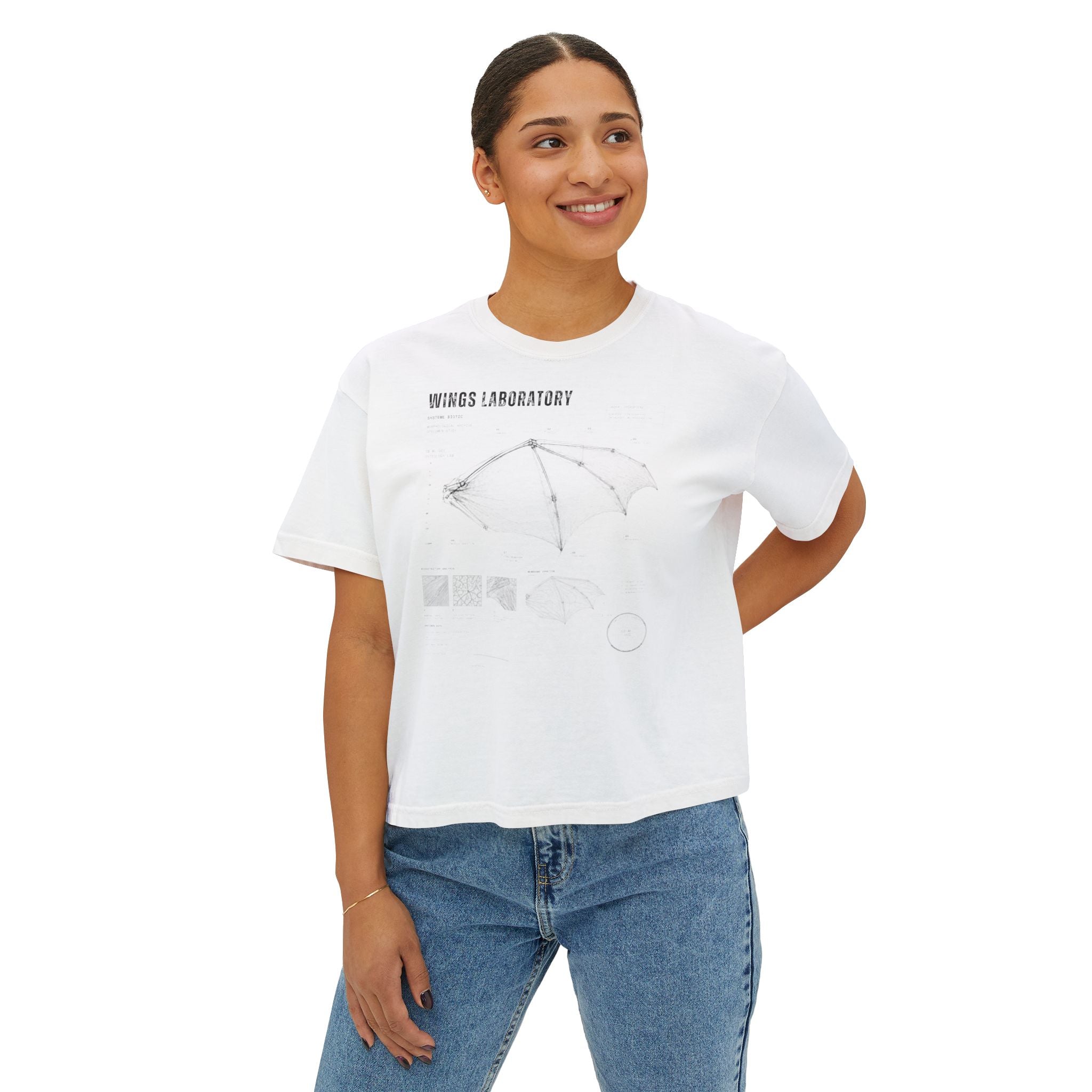 Bat Wing Diagram Boxy Tee | Wings Laboratory Graphic T-Shirt
