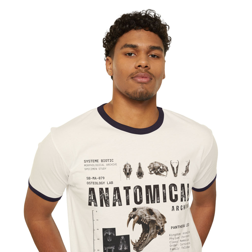 Anatomical Skull Diagram T-Shirt | Vintage Medical Illustration, Ringer Tee