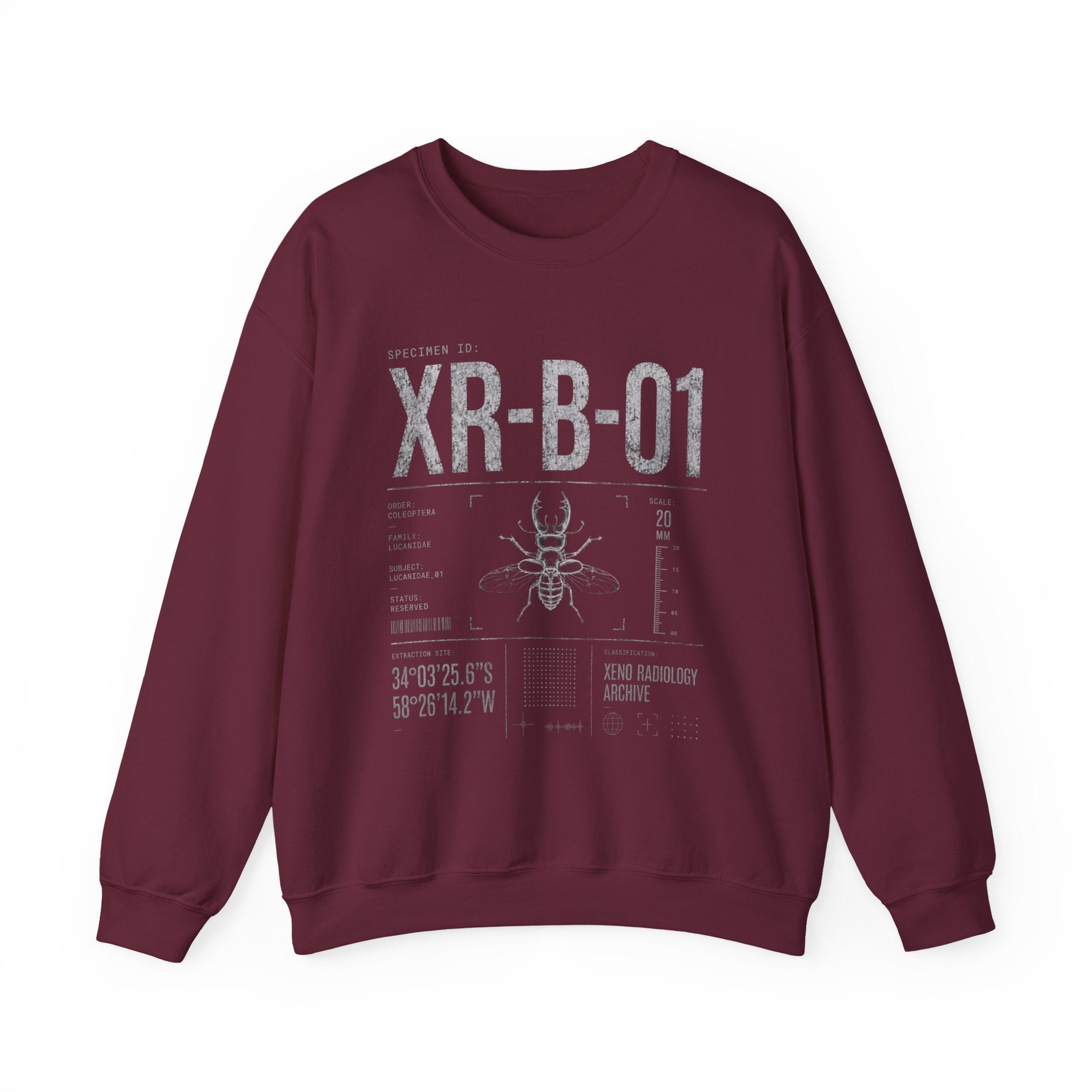 XR-B-01 Insect Specimen Diagram Sweatshirt | Entomology Illustration