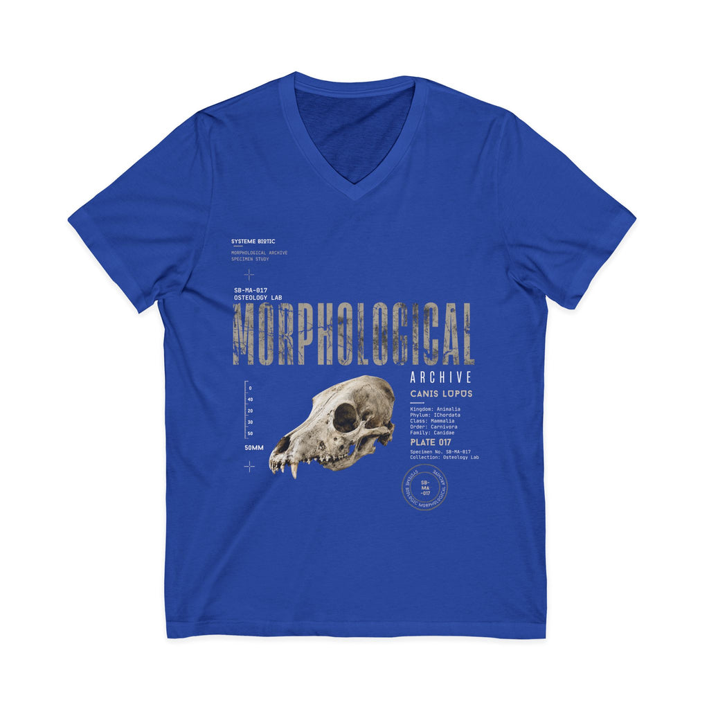 Morphological Skull Illustration Tee | Anatomical Graphic V-Neck Shirt