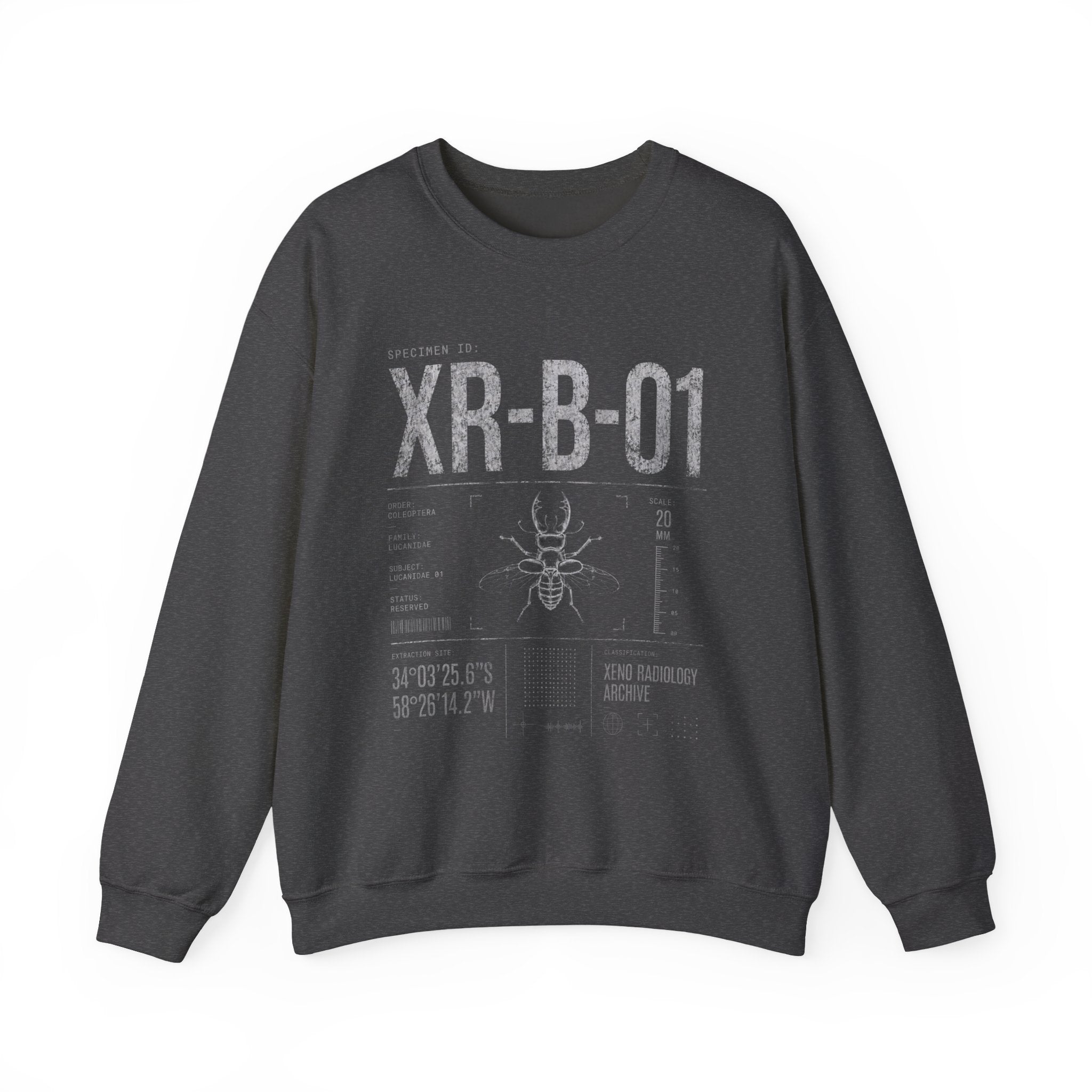 XR-B-01 Insect Specimen Diagram Sweatshirt | Entomology Illustration