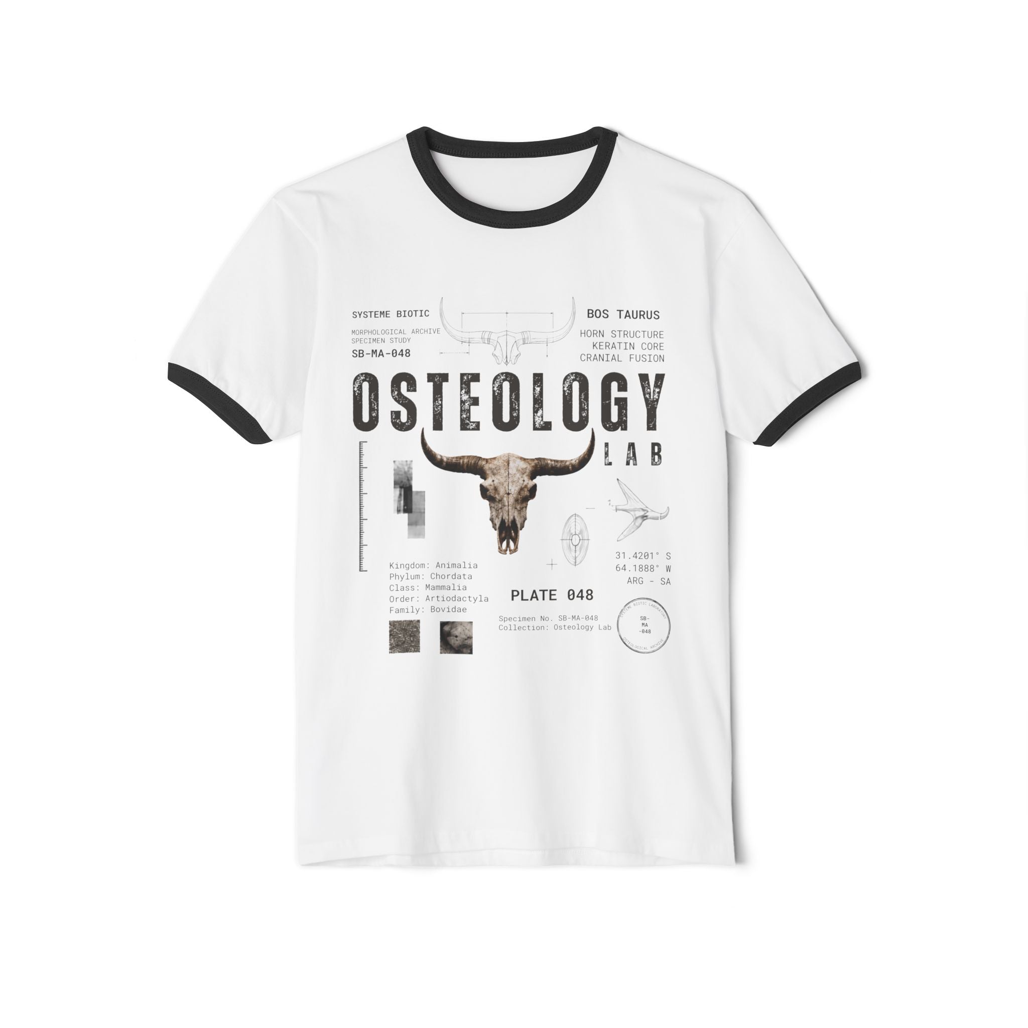 Osteology Lab Skull Diagram T-Shirt | Vintage Anatomy Ringer Tee